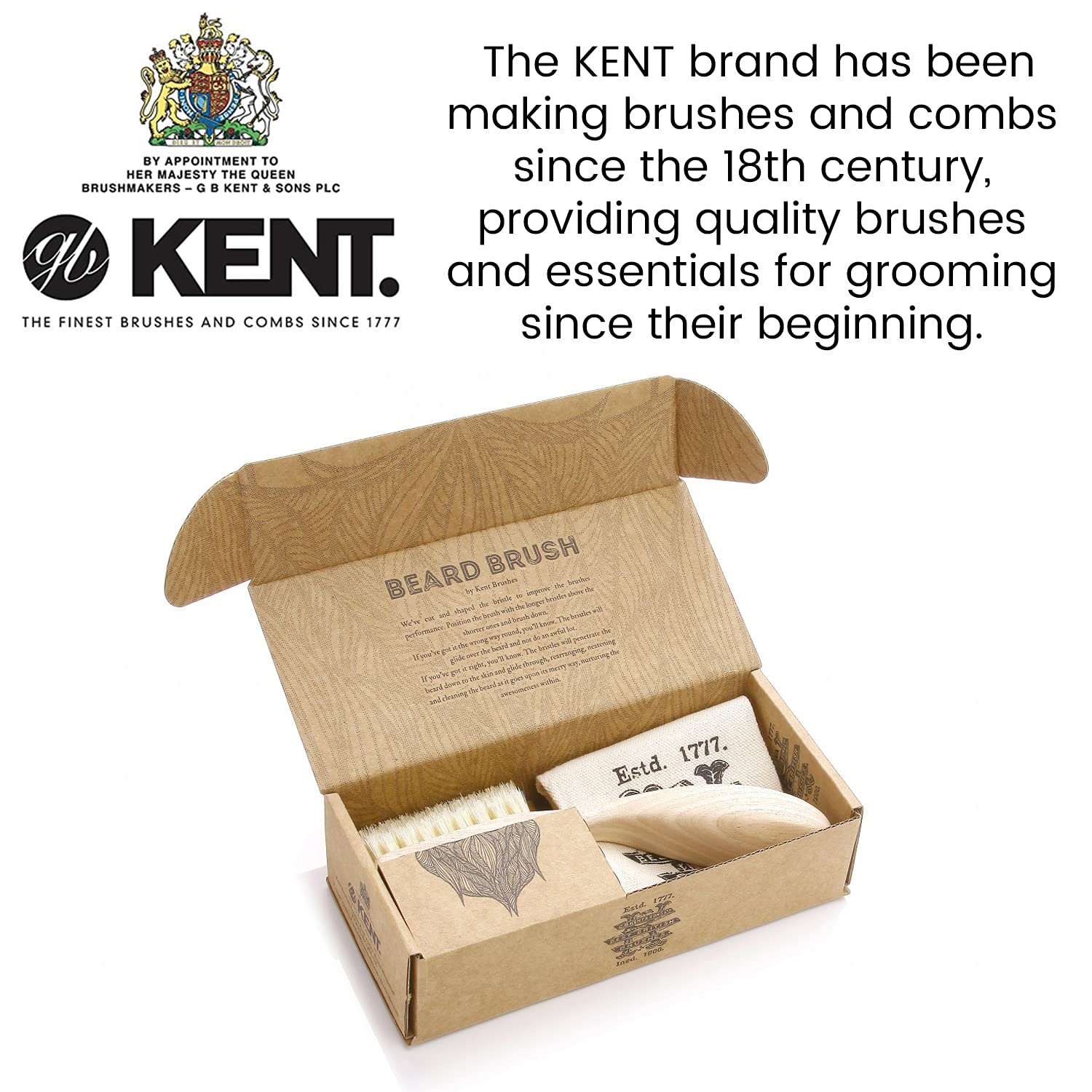 Kent BRD2 Boar Bristle Beard Brush for Men Specially Cut Natural