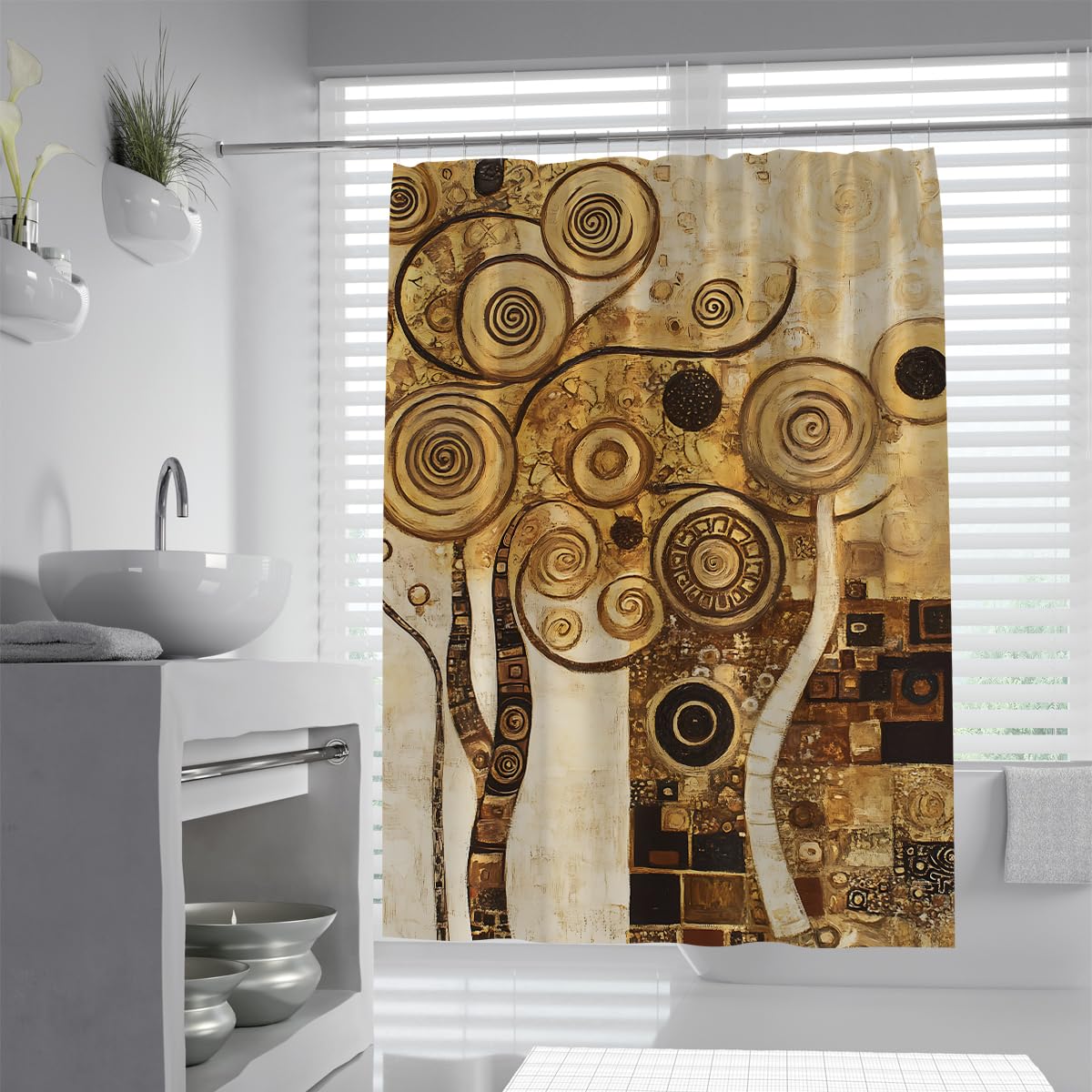 Tree of Life Shower Curtain 180x180 Vintage Abstract Art Decor Shower Curtains for Bathroom Waterproof Washable Fabric Bath Curtain Set with Hooks