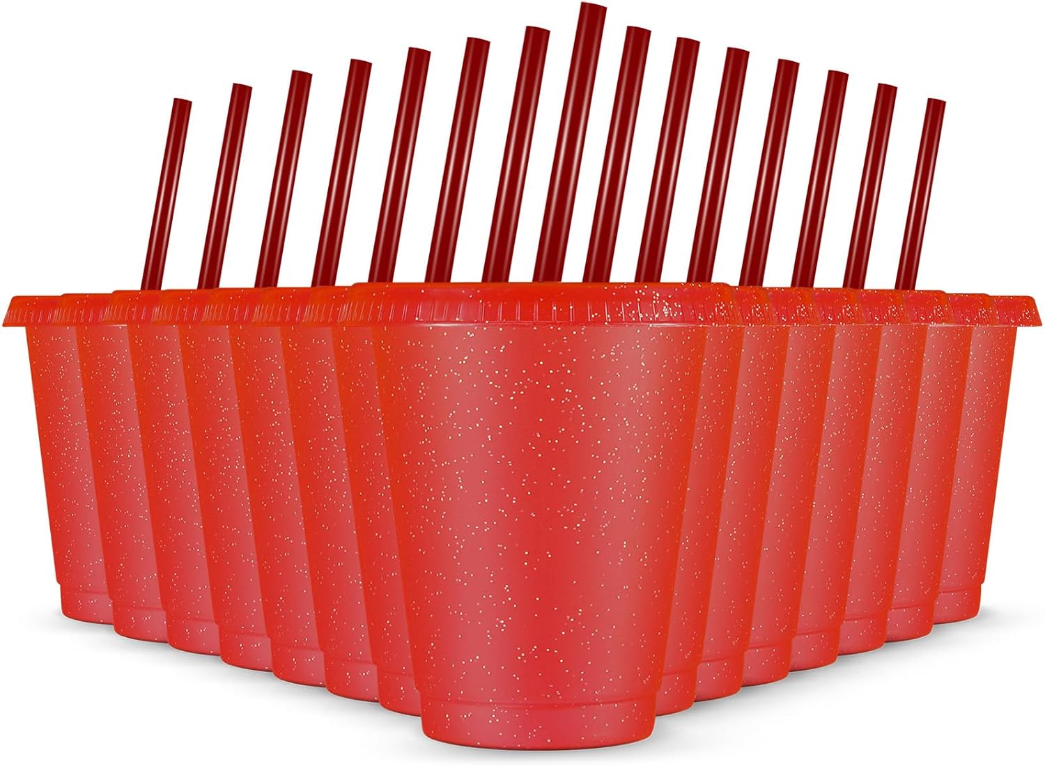 Rtteri 15 Pcs Reusable Kids Cups with Straws and Lids 16 oz