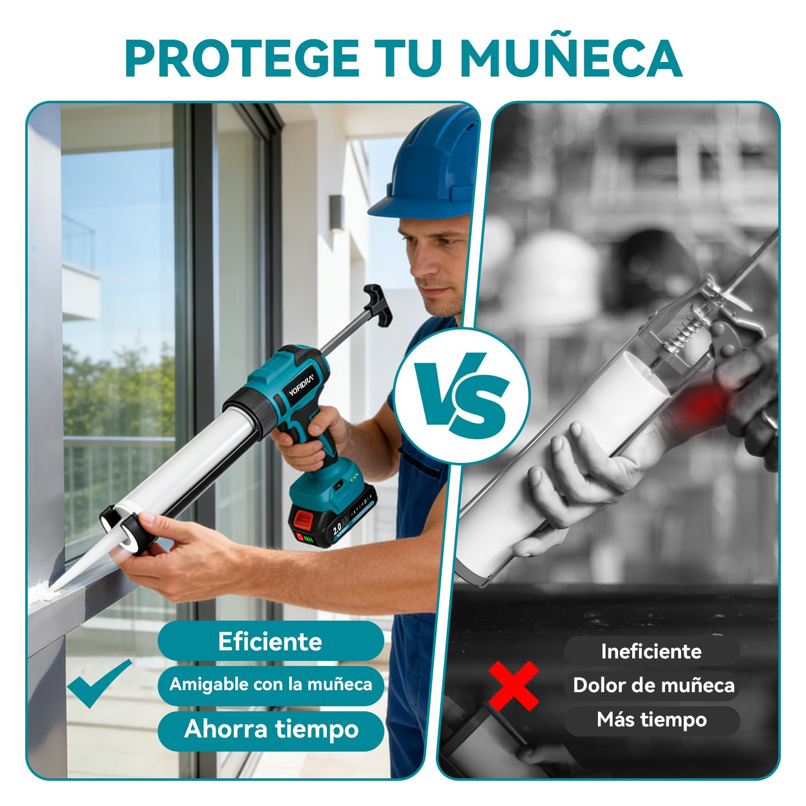Yofidra Pistola de silicona con batería de 2 baterías de 2,0 Ah, 6 velocidades, 16 boquillas, juego de herramientas de sellado de silicona, luz LED, jeringa de silicona, batería para cartuchos de 300