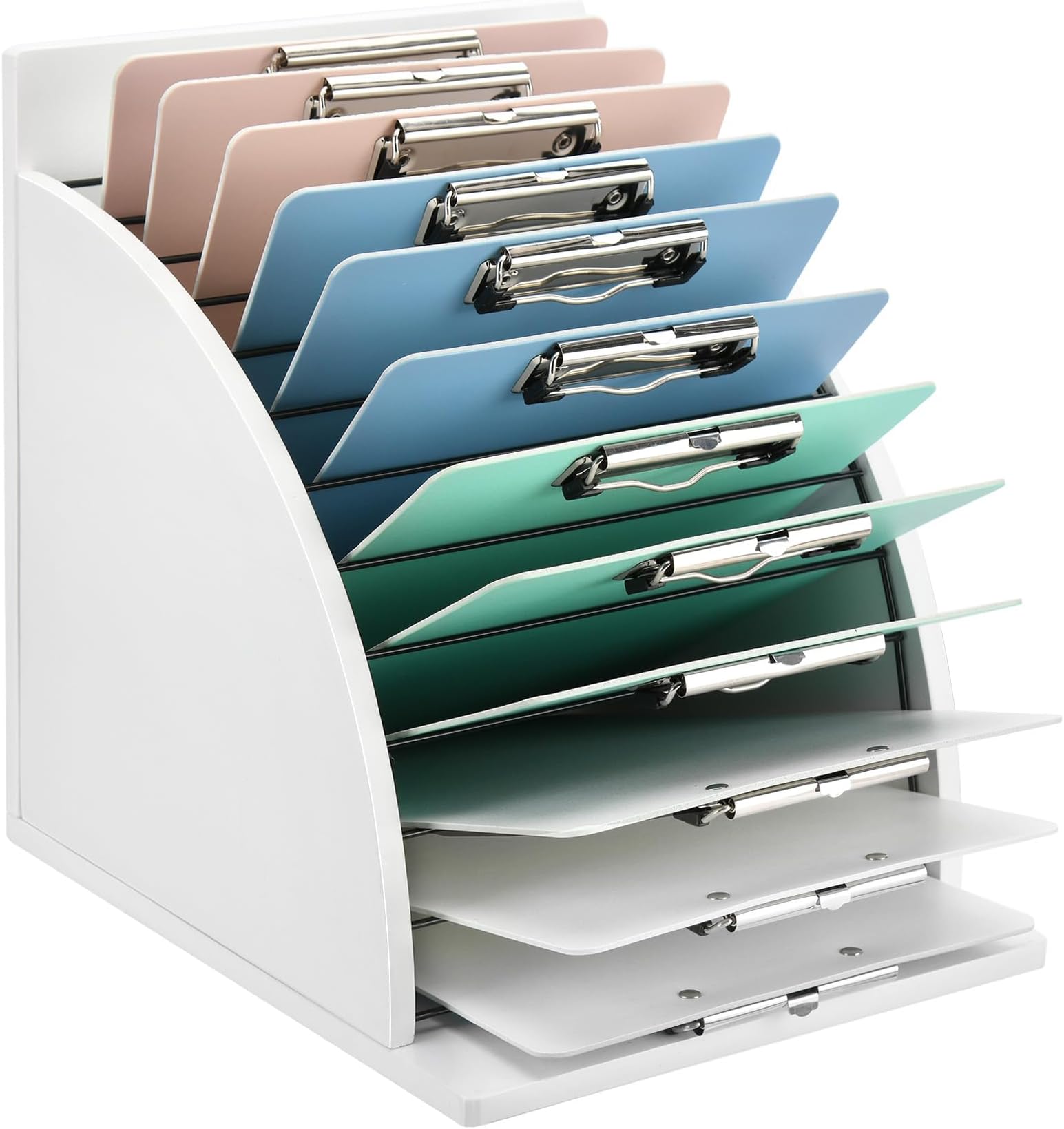 Amazon.com : Youeon Vertical Clipboard Holder, 12 Slot Bamboo and Metal ...