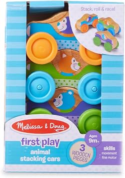 Melissa & Doug First Play Wooden Animal Stacking Cars (3 pcs)