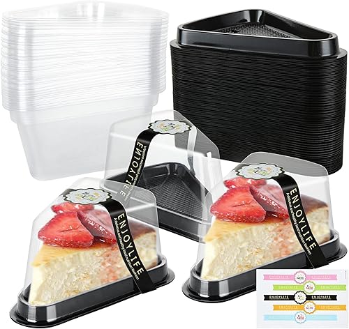 100 recipientes para rebanadas de pastel con tapas, de plástico, desechables, individuales, recipientes transparentes para tartas de queso, cajas