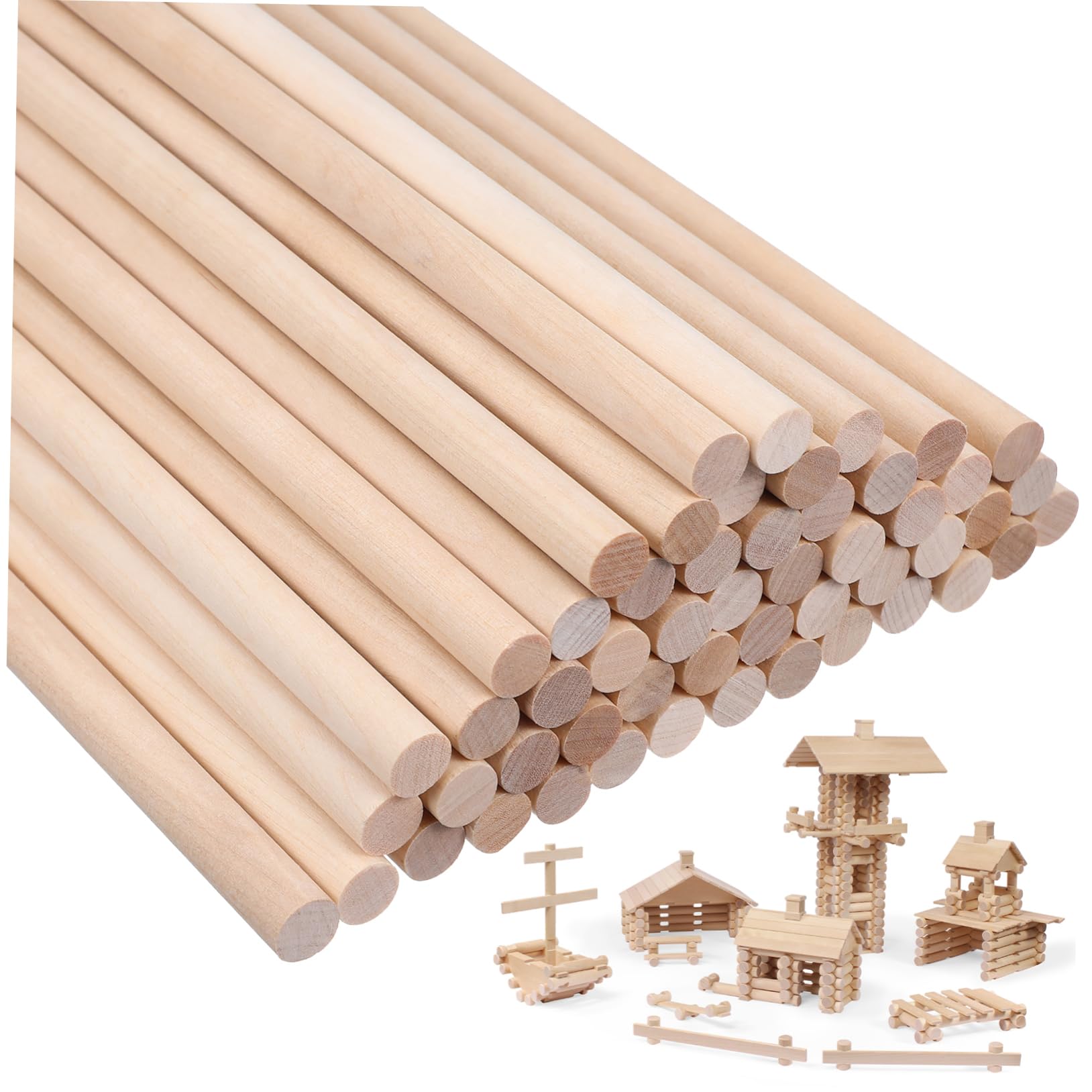 NUOBESTY 50stücke Holzstangen Runde Stäbe Dübelstangen Lange Hartholzstäbe Zum Basteln Unbehandelte Holzstäbe Für Diy-projekte Hartholzdübel Holzstreifen Zum Dekorieren Und Schnitzen