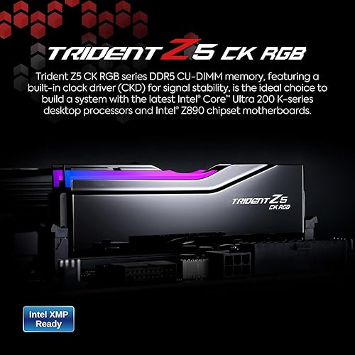 Miniatura 2 de G.SKILL Trident Z5 CK RGB Series DDR5 RAM (Intel XMP 3.0) 48GB (2x24GB) 8800MTs CL42-55-55-140 1.45V Memoria de computadora de escritorio CU-DIMM -