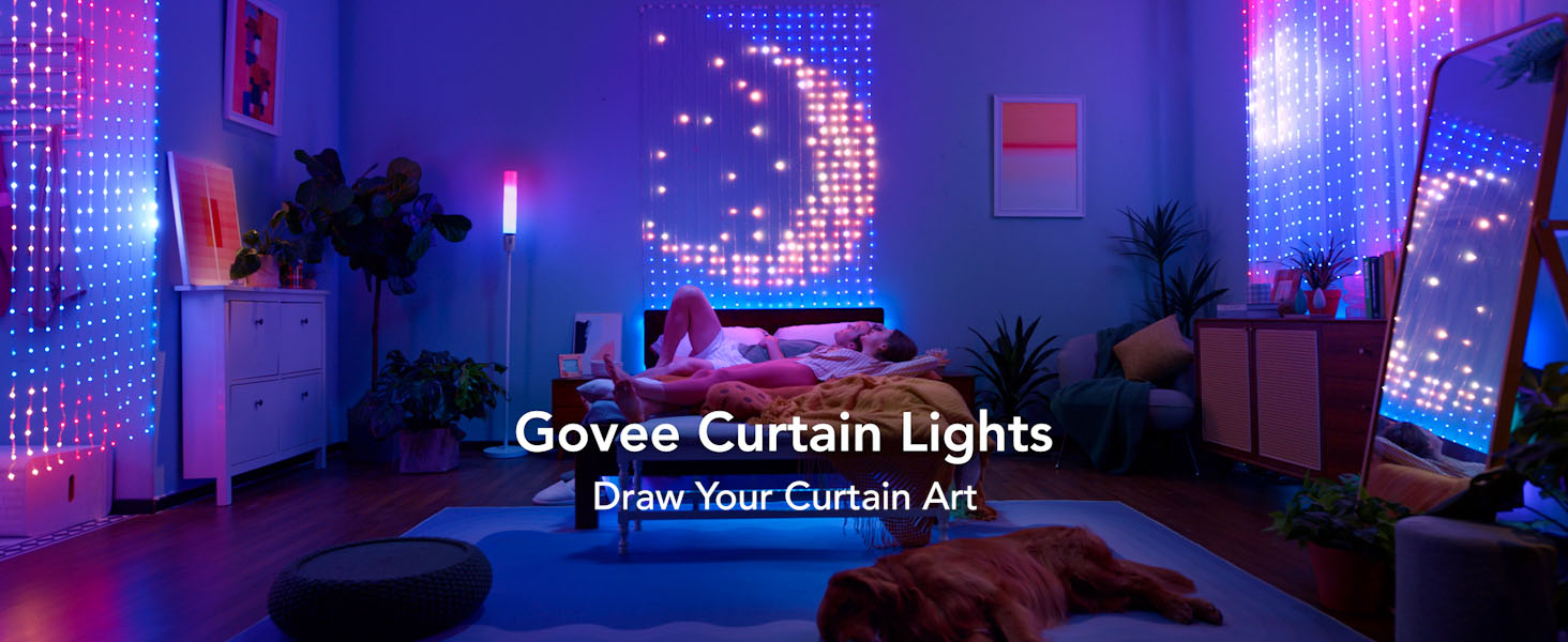 Govee Curtain Lights, Smart LED Color Changing Wall Lights