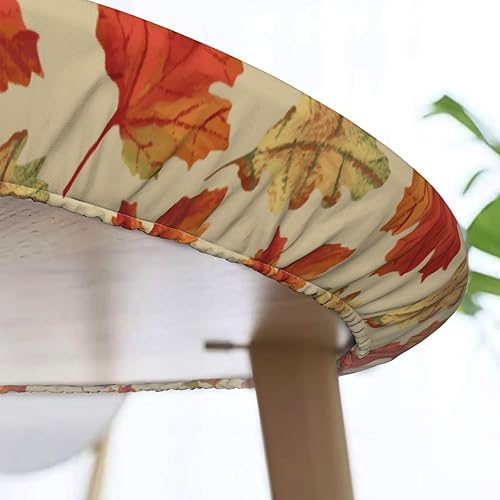 Miniatura 5 de CJXPJZPLD Mantel elástico redondo con diseño de hojas de calabaza otoñal, con borde ajustable para mesa de 45 a 50 pulgadas de diámetro
