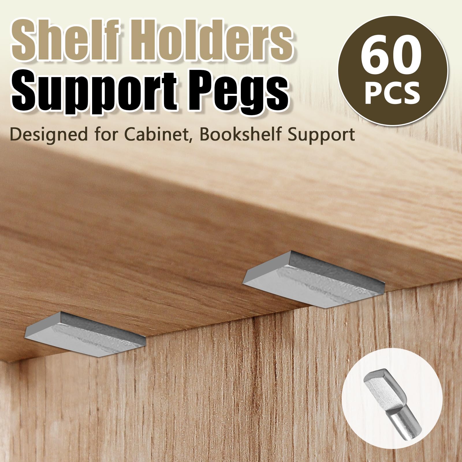 6mm Shelf Pins, Shelf Support Peg, Spoon Shaped, 60pcs — Amazon image 3
