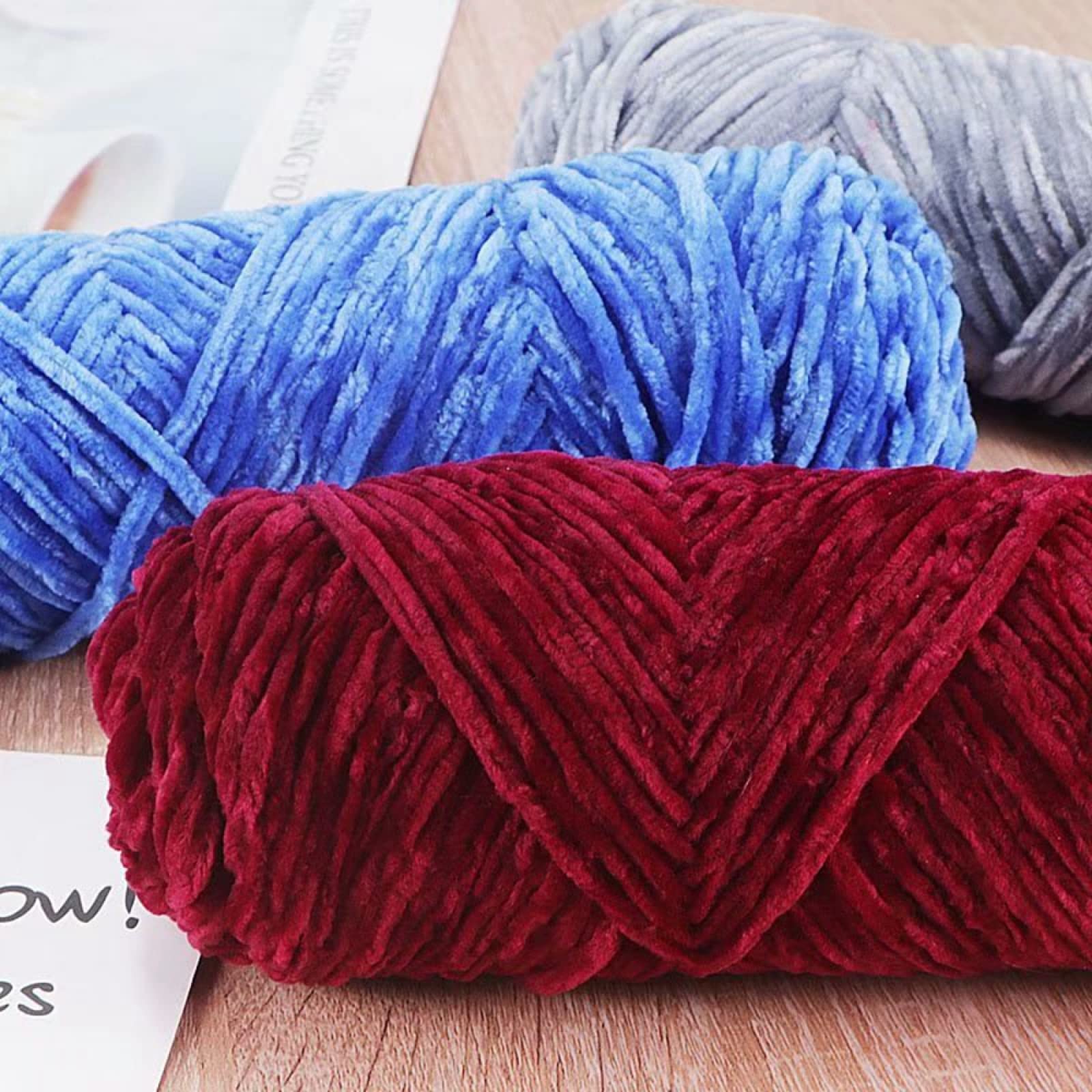 10 Stück 100 G Chenille-Samt-Garn, Weich, Gemischt, Strickwolle, Häkelgarn, Handgefertigt, DIY, Schal, Mantel, Babydecke, 135 M,C-02