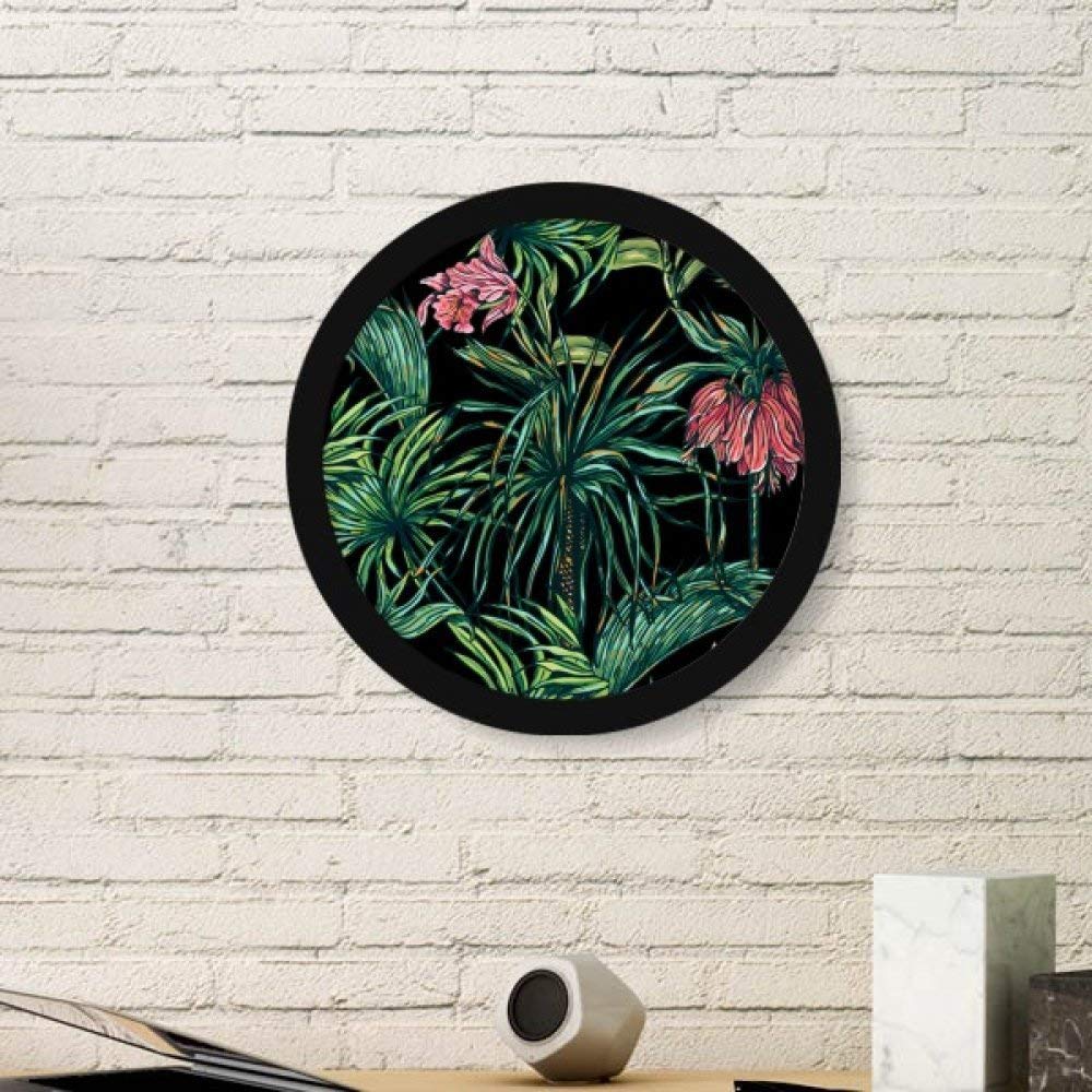 Fleur plante feuille sombre ciel cadre rond pour un salon cosy et moderne
