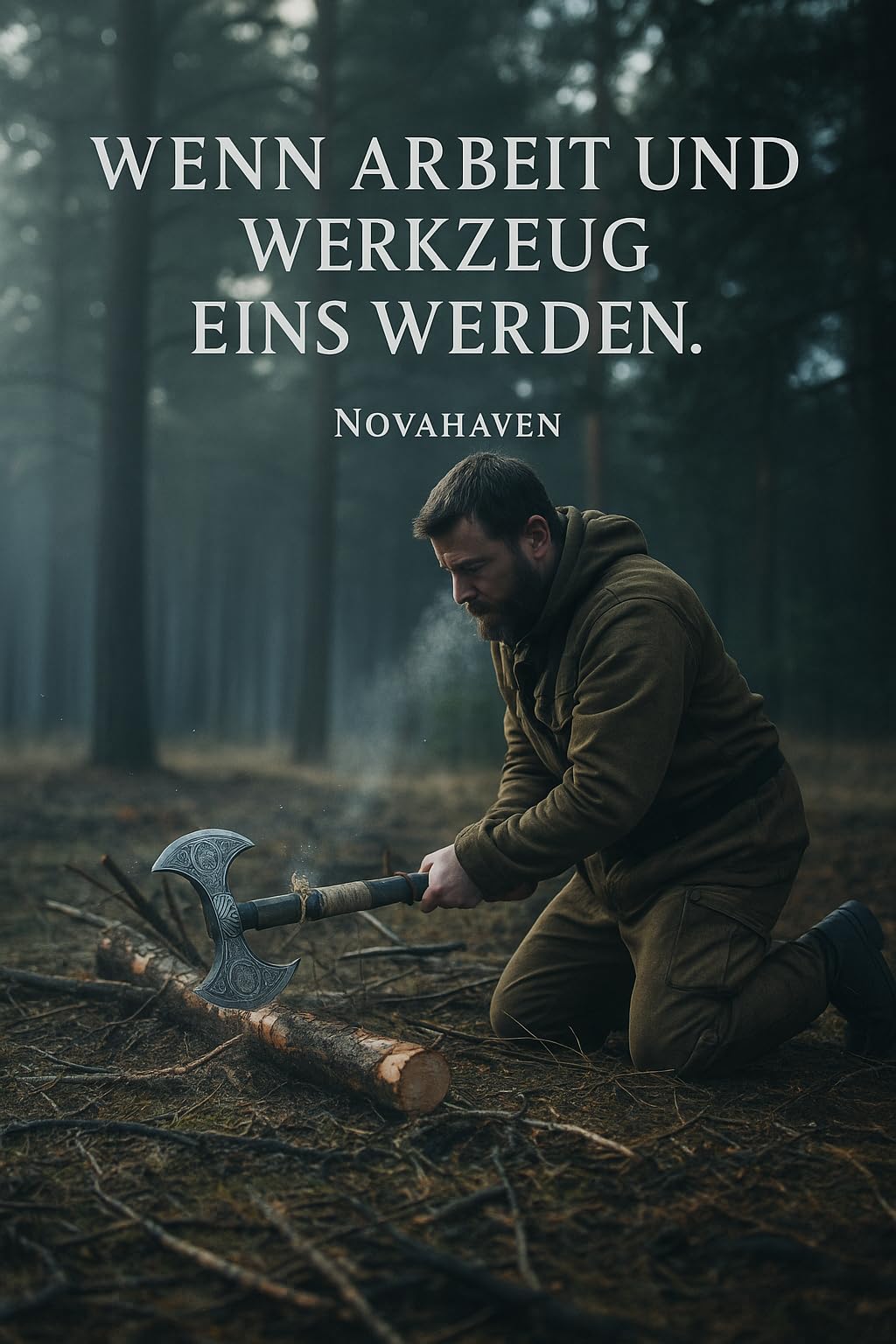 NovaHaven Hacha vikinga de doble cabeza – Hacha forjada a mano de acero al carbono con mango de madera de fresno, envoltura de cuero y vaina de cuero, ideal para coleccionistas, al aire libre y como