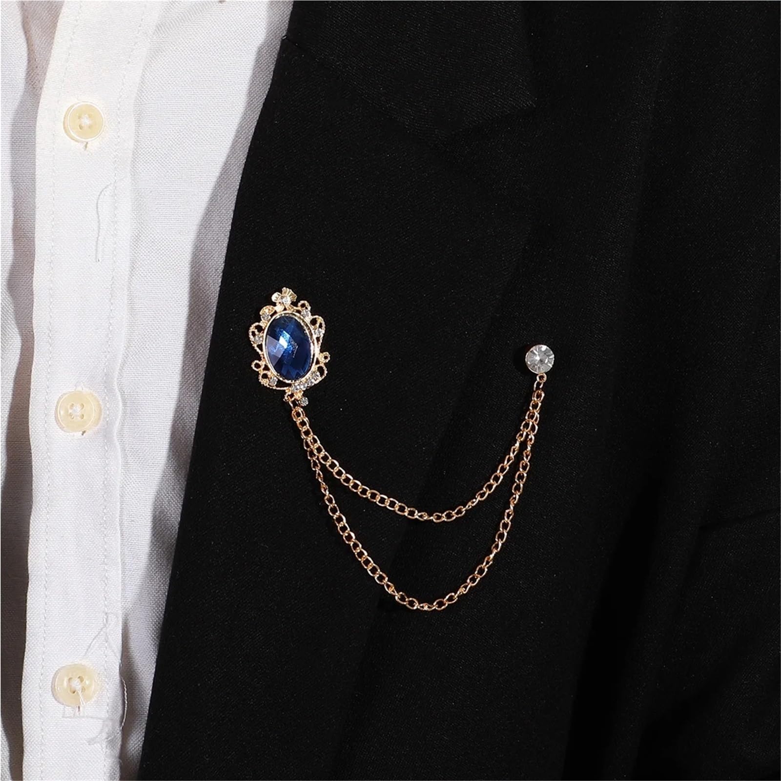 Cadena para broche, 1 broche con borla y cadena retro para camisa de hombre accesorio para fiesta