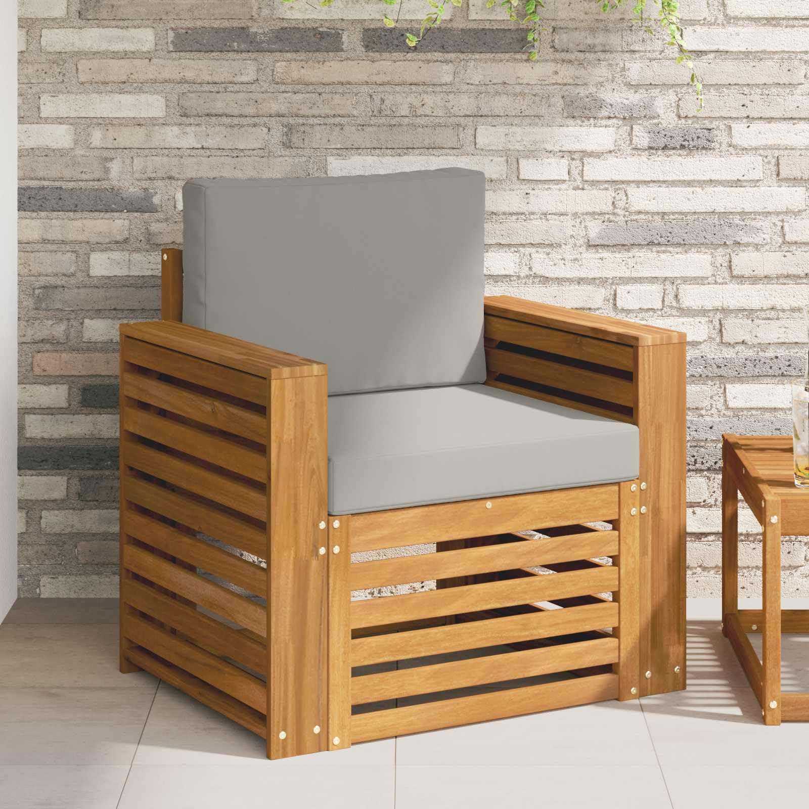 Set di mobili da giardino in legno massello di acacia, divano da esterno con superficie resistente alle intemperie, design moderno con braccioli e schienali per ore di relax all'aperto