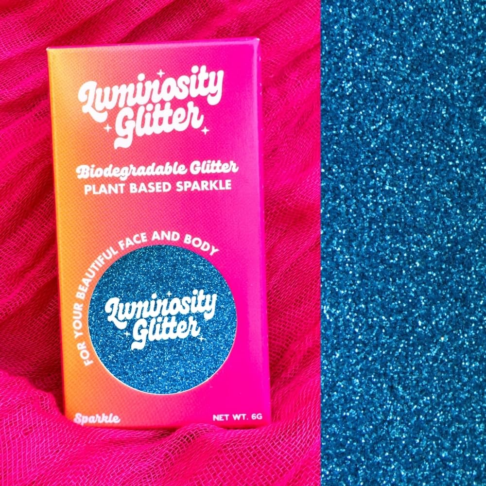 Blue Fine Eco Friendly Biodegradable Glitter - Face, Body, Hair, Nail Art Glitter - 6 Gram Pot Loose Vegan Glitter (Sky Blue Fine)