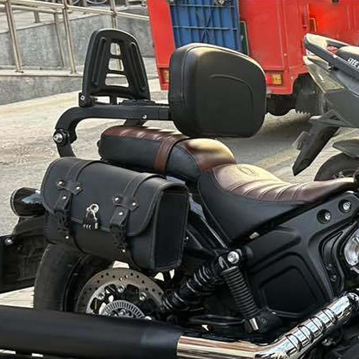 Motorcycle Multi Purpose Rider/Passenger Sissy Bar Backrest with Luggage Carrier Rack Adjustable Rotatable Back Cushion Pad for Harley Nightster RH 975 Special and RH 975S Models 2022 2023 2024 Black