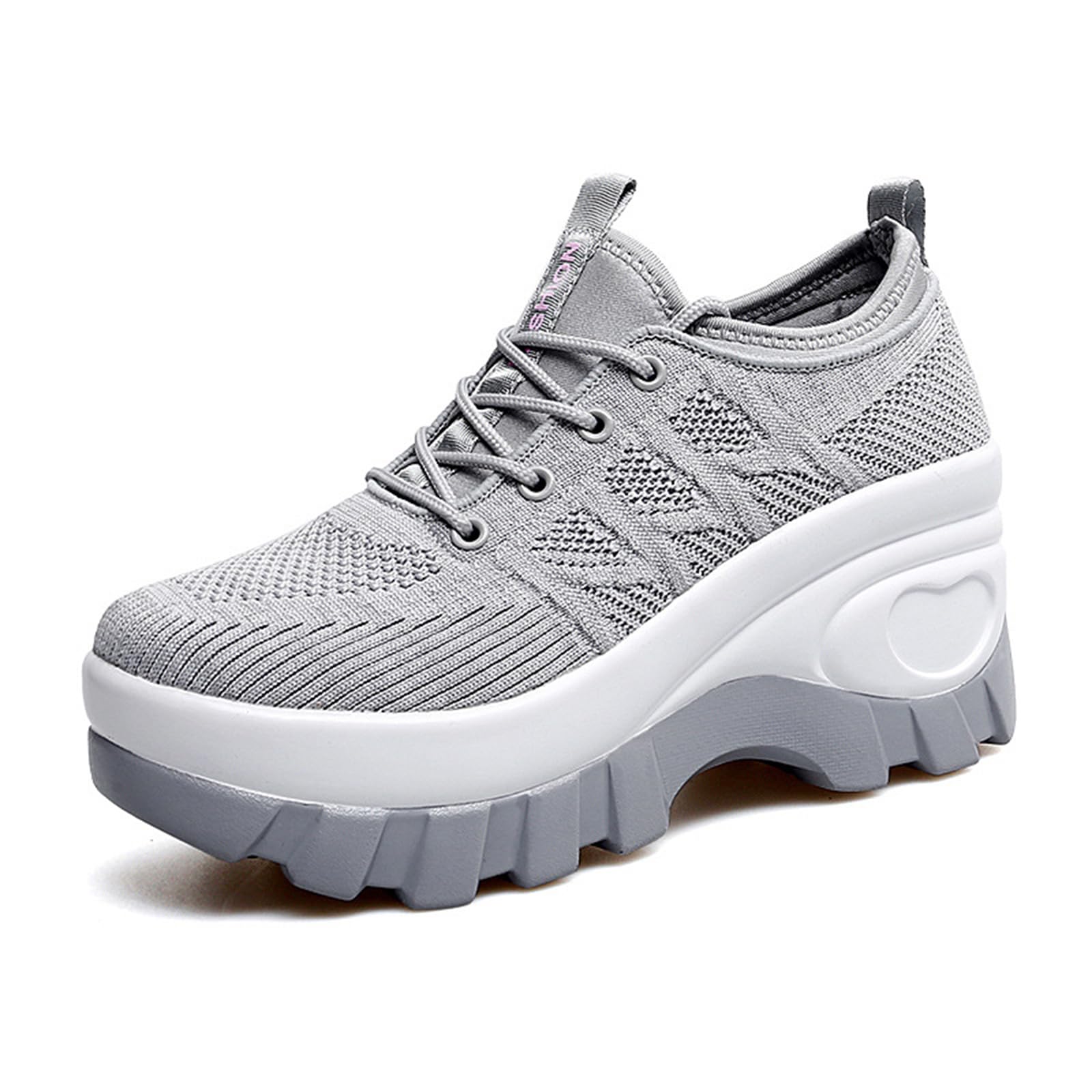 Women's Chunky Platform Comfort Orthopedic Wedge Walking Shoes Fashion Knitted Breathable Lace Up Lug Sole Casual Non-Slip Running Shoes with Arch Support-image-39