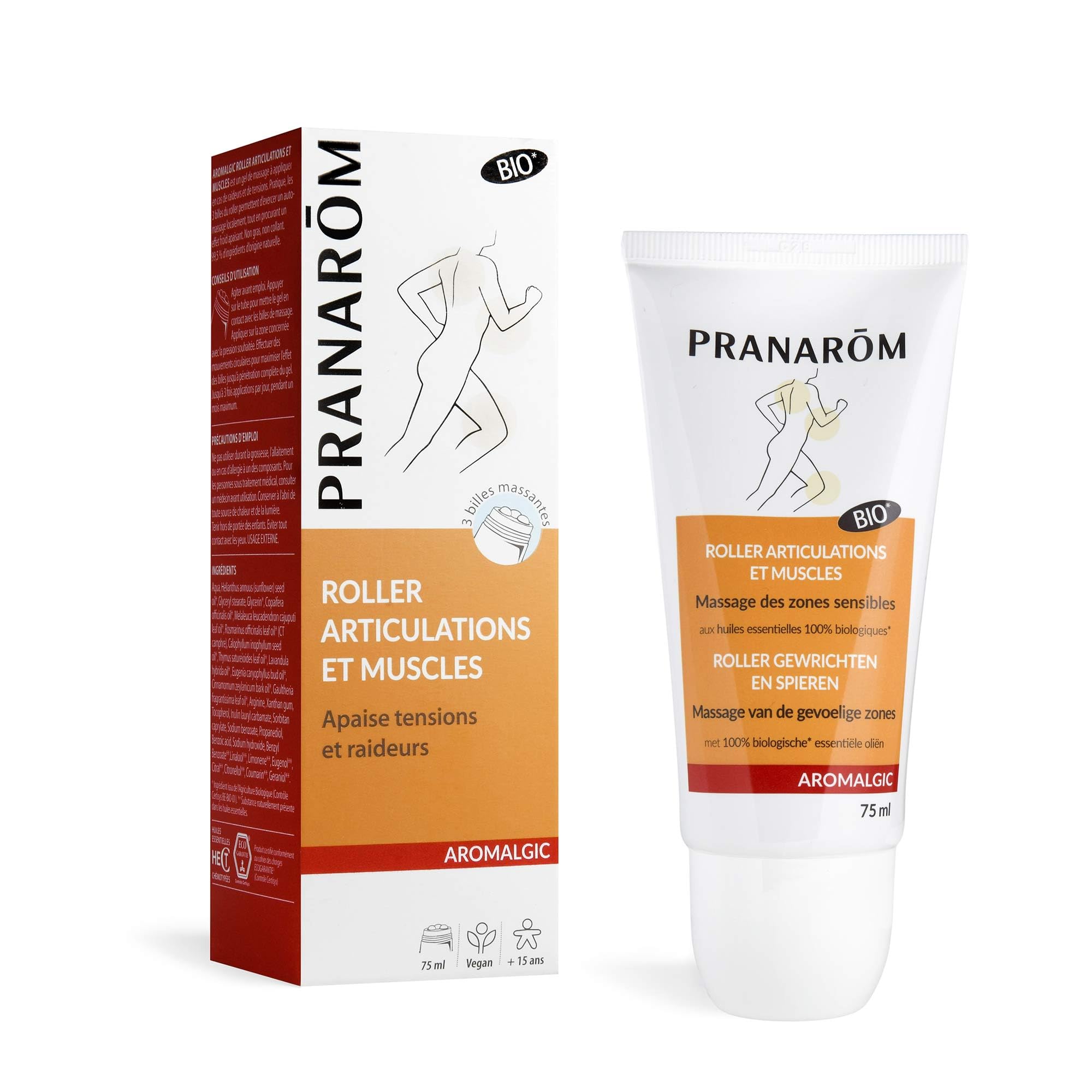 PRANARÔM Aromalgic - Roller "Articulaciones & Musculos" - Base de aceites esenciales orgánicos HECT - Para aliviar la tensión y la rigidez - 75 ml