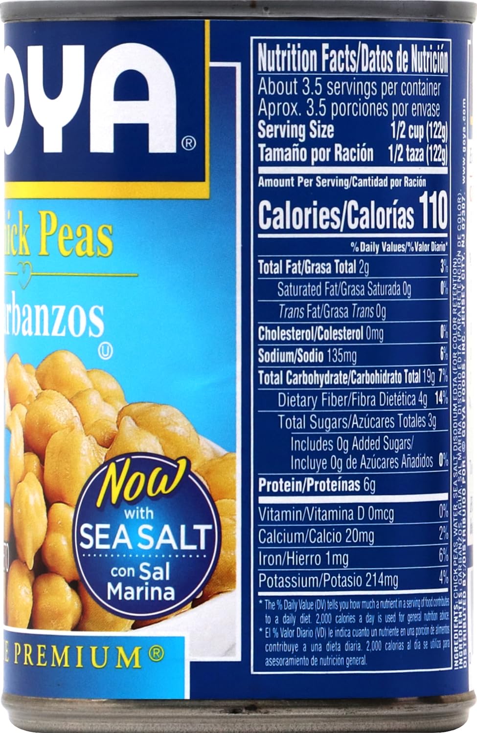 Goya Foods Low Sodium Chick Peas, 15.5 Ounce (Pack of 2)