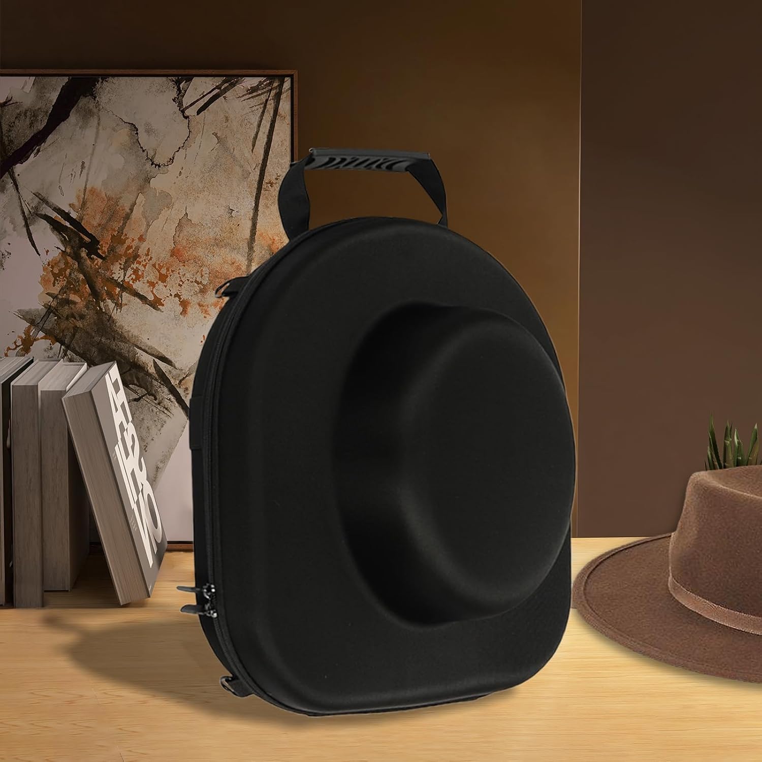 Cowboy Hat Storage Box Travel Case with Adjustable Shoulder Strap Crush Proof Waterproof Wide-brimmed Hats Storage Holder Hat Carrier for Panama Wide Brim Boater Felt Hats Sunhat