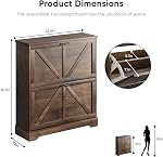 Shoe Cabinet, Shoe Storage Cabinet for Entryway with 2 Flip Drawers, Narrow Farmhouse Shoe Organizer Cabinet, Slim Shoe Rack Cabinet, 31.5in Walnut