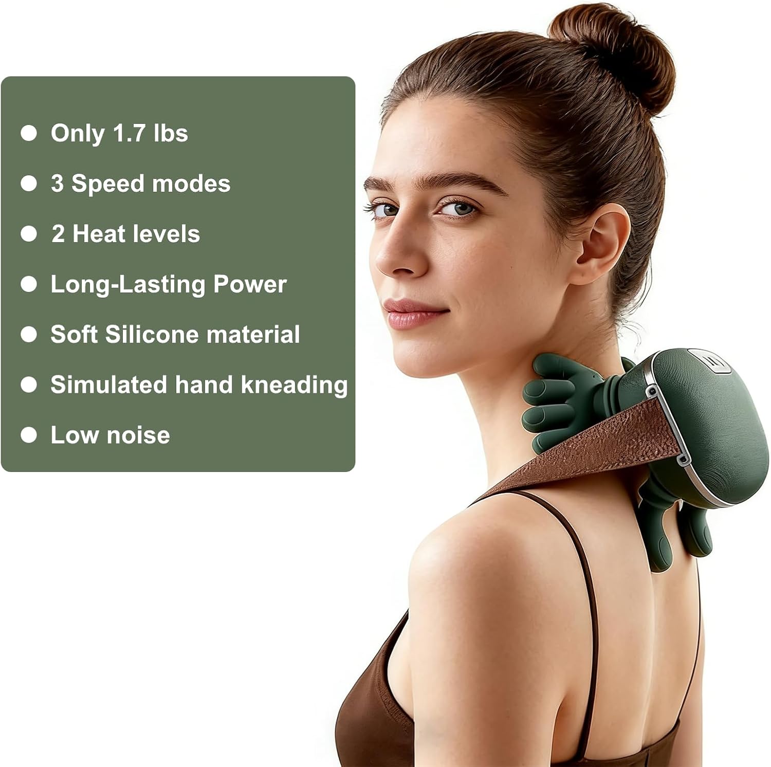 Neck Massager with Heat Hands, 4D Deep Kneading Shiatsu Shoulder and Back Massager, Cordless Bionic Hands Massage for Trapezius Muscle & Tech Neck Relief, 3 Intensities, Gifts for Seniors/Office