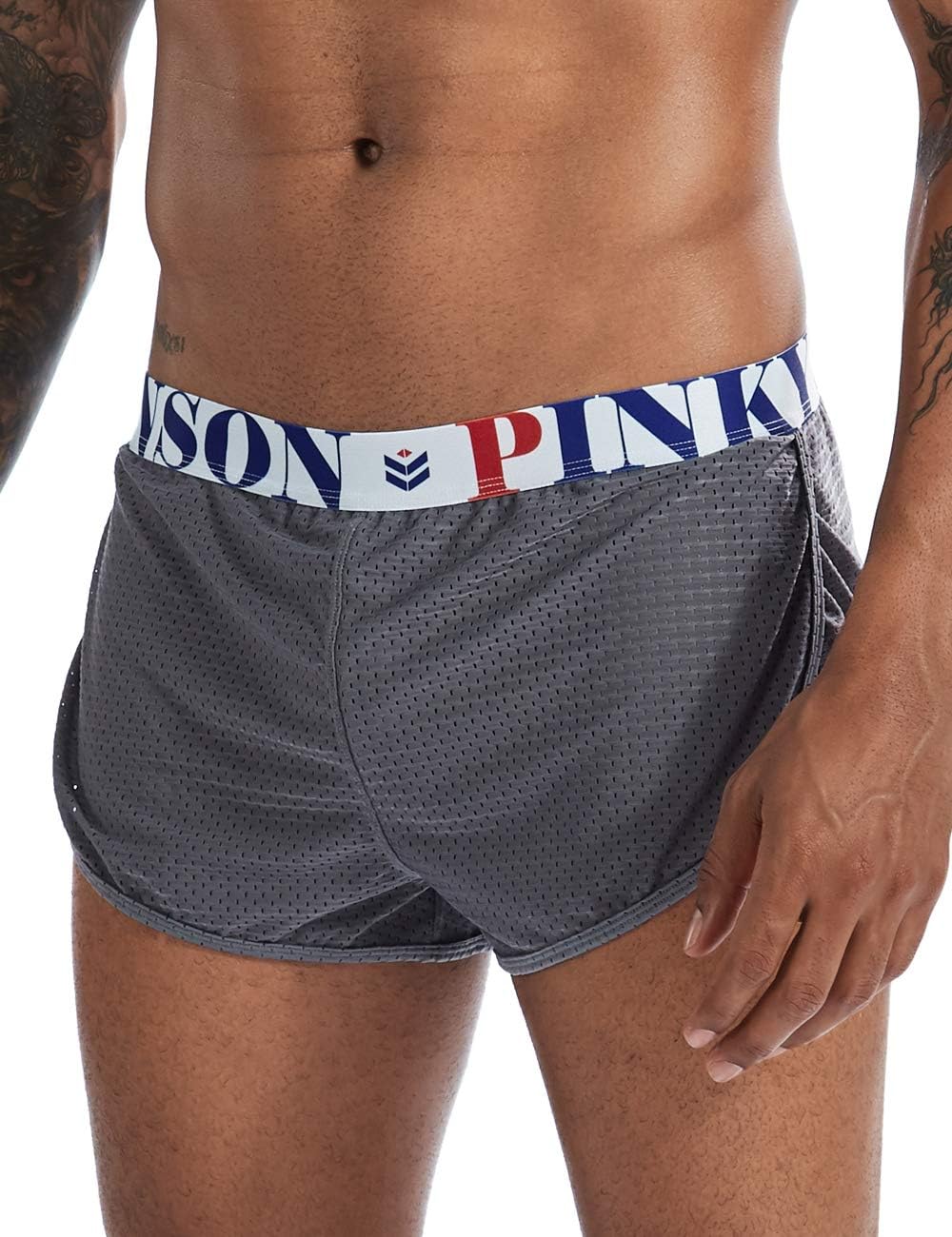 MIZOK Men's Slit Side Bodybuilding Shorts Breathable Mesh Workout Yoga Short - Image 2