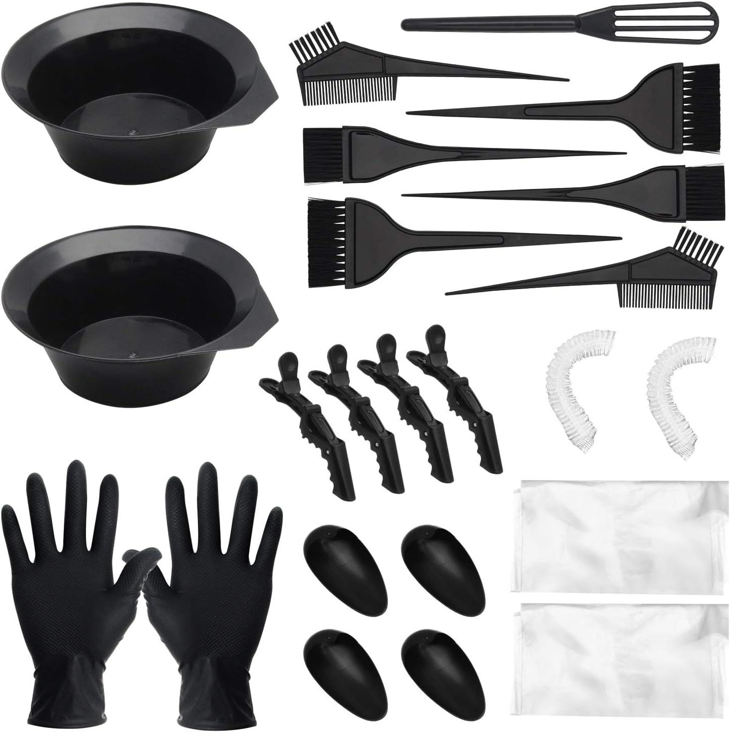 KASTWAVE 26-Piece Hair Coloring Kit - Complete Dyeing Tools Set with Bowl, Brush, Spoon, Ear Covers & Gloves for DIY Salon Use