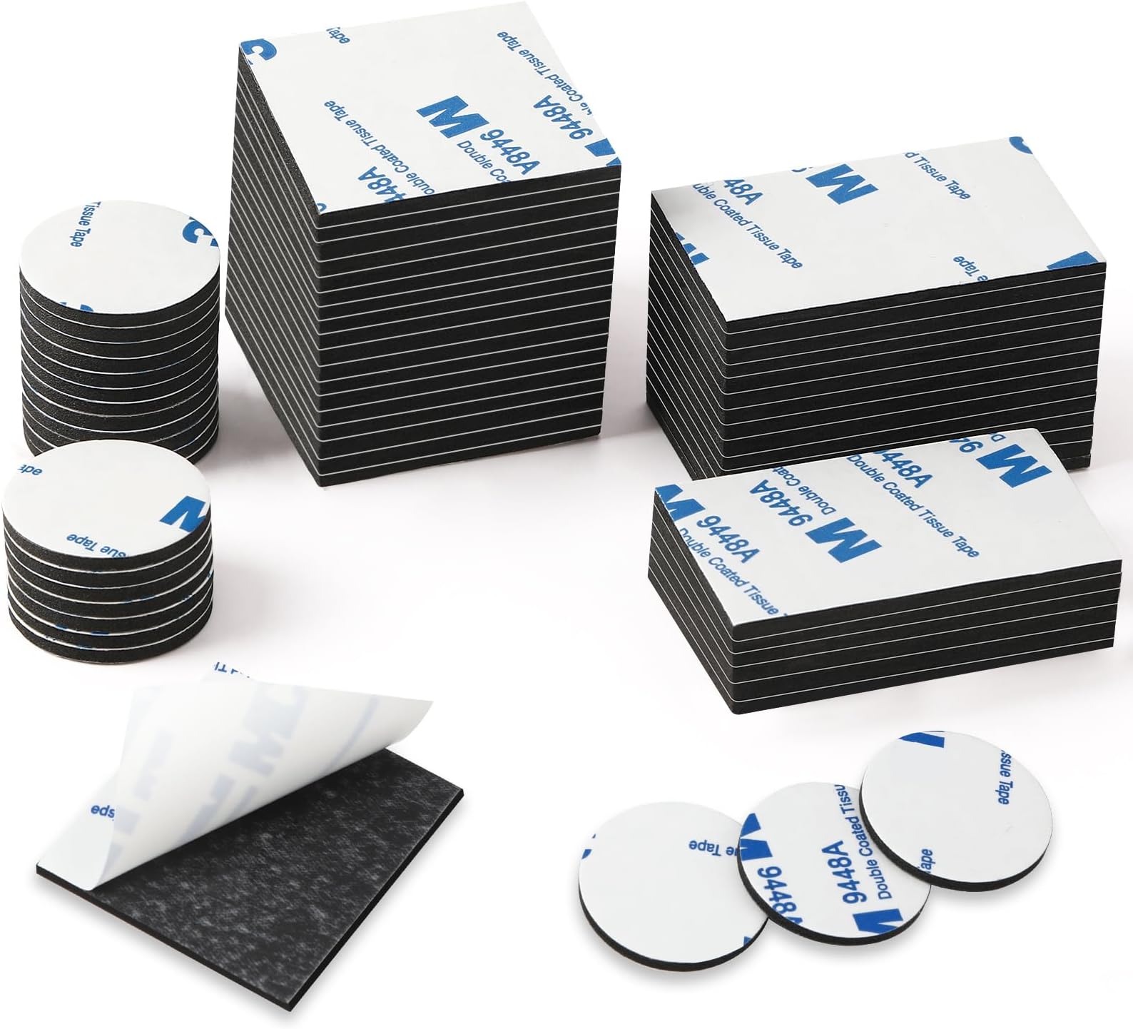 UPINS Double Sided Foam Tape, Strong Sticky Double Sided Foam Pads for Crafts Self-Adhesive Mounting Foam Tape Heavy Duty for Home Wall Decor (60, Black)