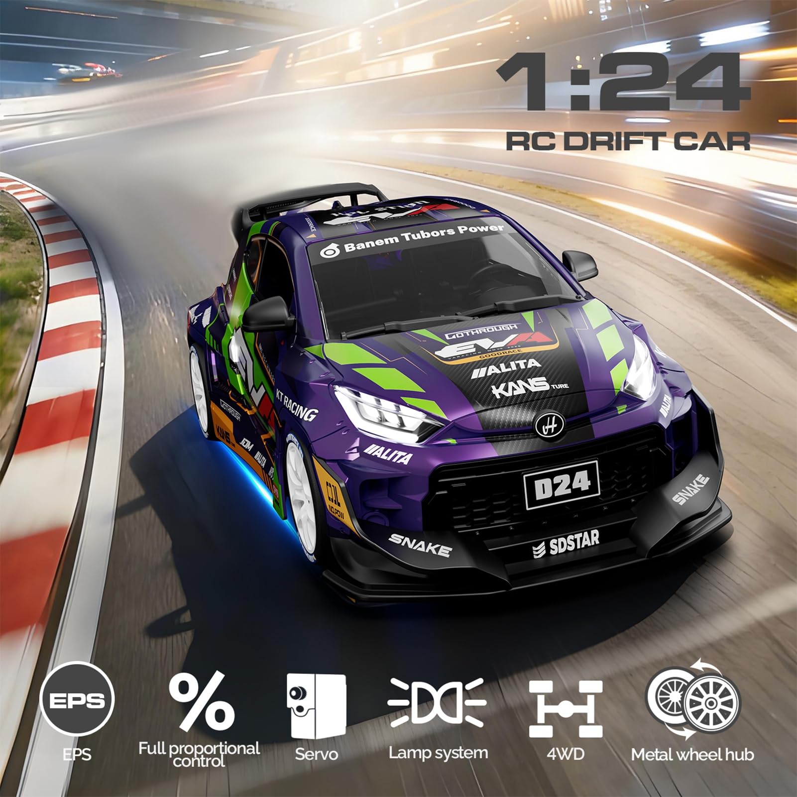 RC Drift Car 1/24 Escala 4WD Coche de carreras con control remoto