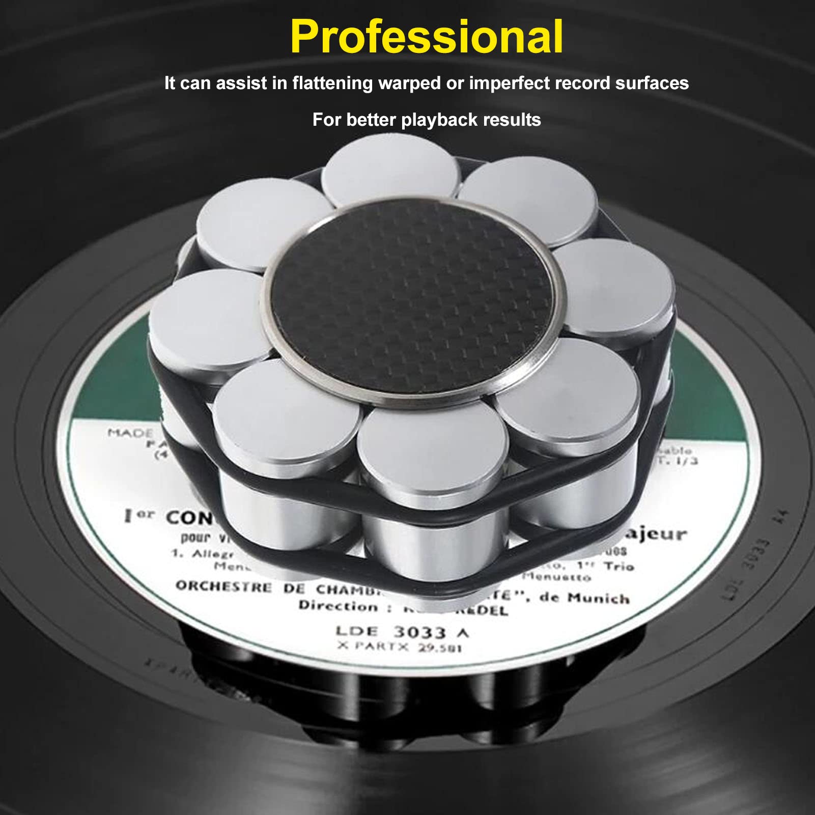 Stabilizzatore di Peso per Dischi in Vinile HiFi, Morsetti per Pesi per Giradischi con Cuscinetto Antiscivolo, Stabilizzatore LP in Acciaio Inossidabile per Giradischi Giradischi