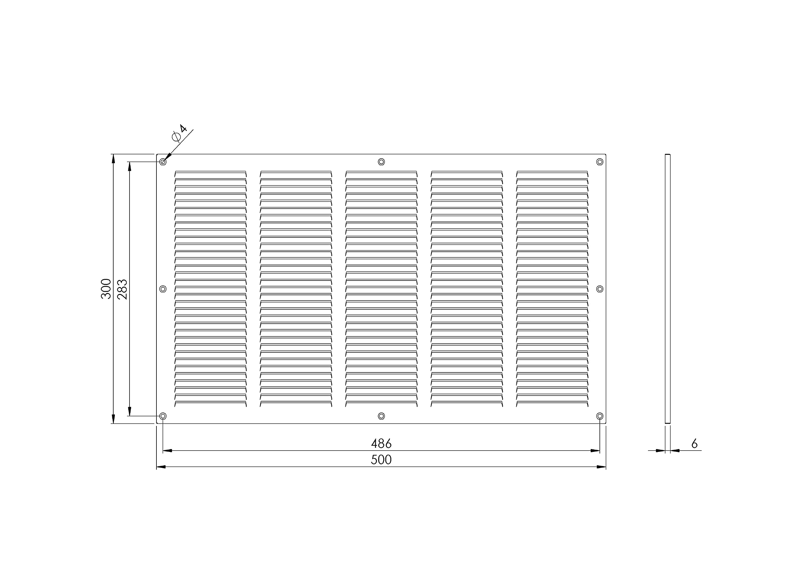 Grille de ventilation en métal galvanisé 500 x 300 mm avec protection contre les insectes - Grille pour aération - Grille d’évacuation