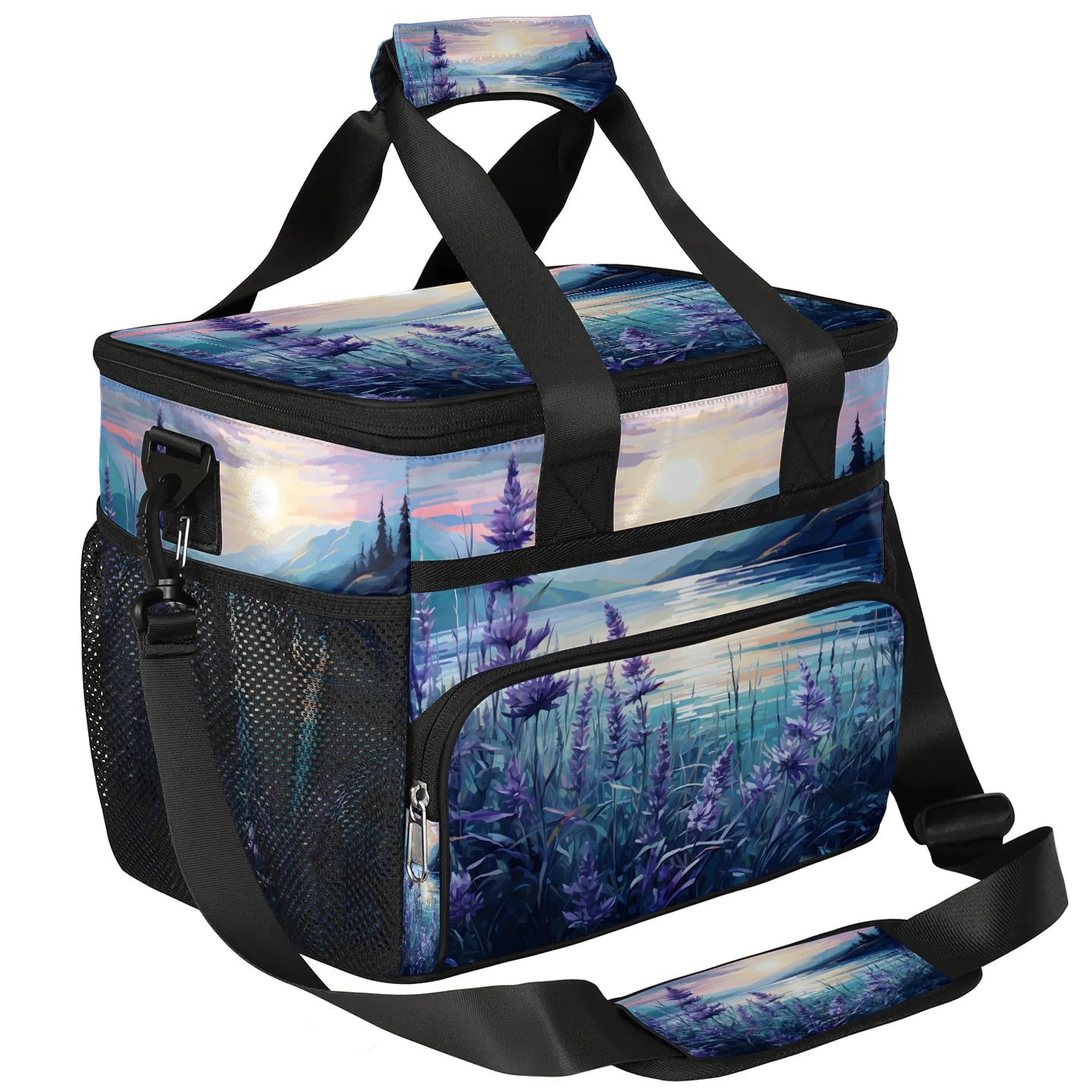 Lunch Box for Men Heavy Duty Insulated Lunch Bag for Women Lavender Flowers Lunchbox for Adults Lunch Cooler