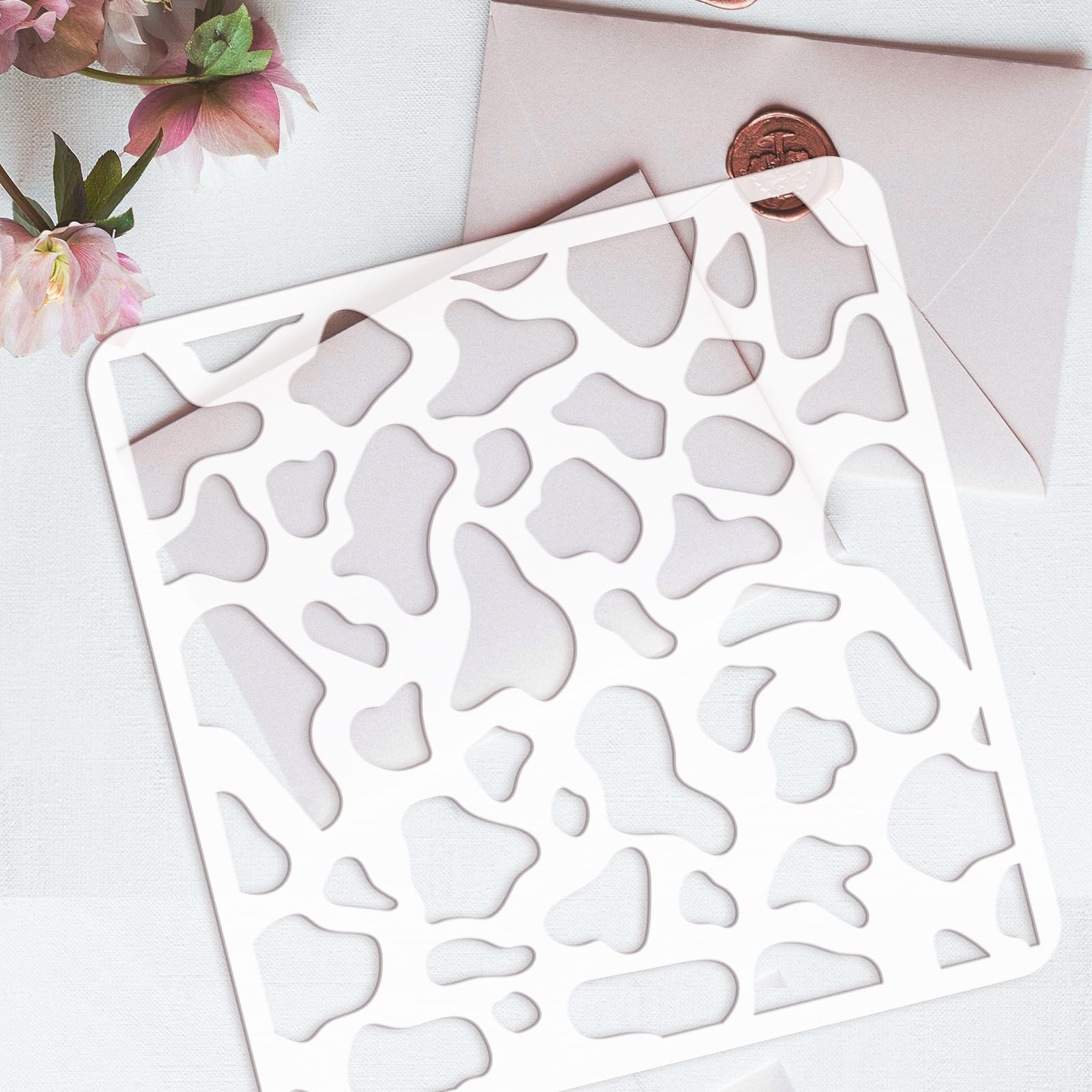 Produktbild von FINGERINSPIRE Kuh Schablonen Vorlage 29.7x21cm Kunststoff Blume Kuh Zeichnung Malschablonen Rechteck Wiederverwendbare Schablonen Zum Malen Auf Holz, Boden, Wand Und Fliesen