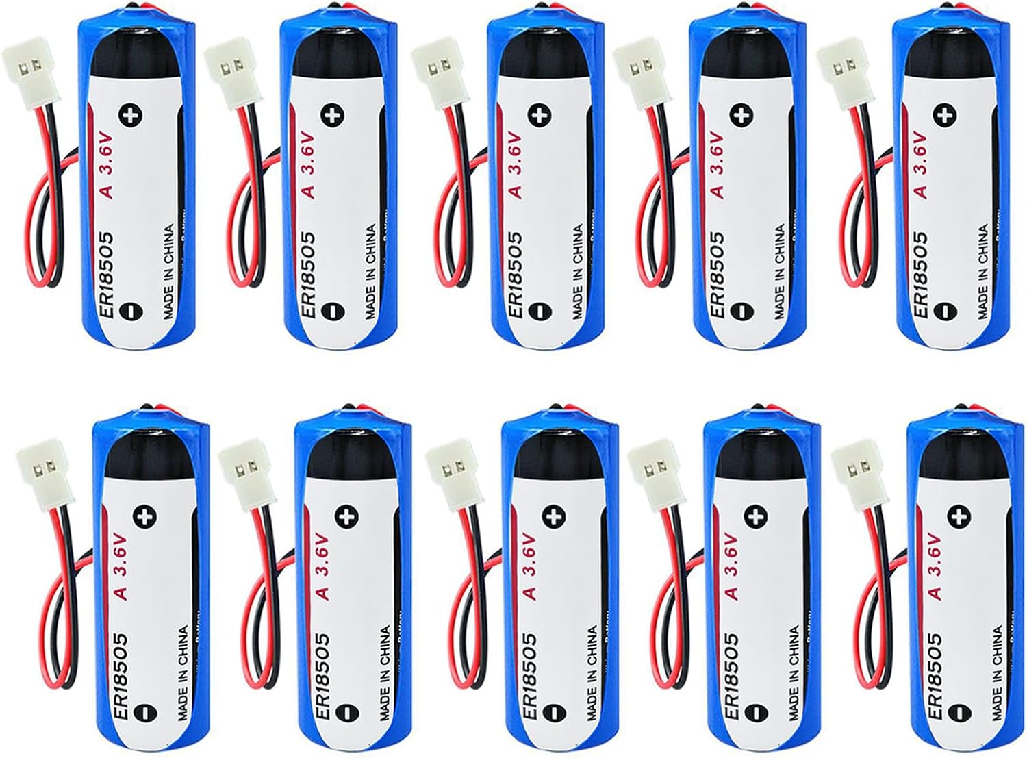 WEIMAA 10 Pack ER18505 Lithium Battery 3.6V 4000mAh Size A Primary Lithium Battery with 51005 Connector