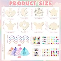 Vista 3 de Kit de 34 varitas de princesa, 16 estrellas sin terminar, corona de mariposa, luna, hada, palillo de madera, 6 calcomanías de gemas, 4 cintas