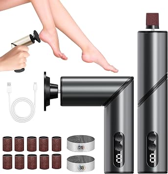 Electric Foot Callus Remover,2 in1 Rechargeable Callus Remover for Feet,9-Speed Cordless Electric Foot File Nail Grinder,Foot Scrubber Pedicure Tools for Dead Skin Dry Cracked Feet Black Fold