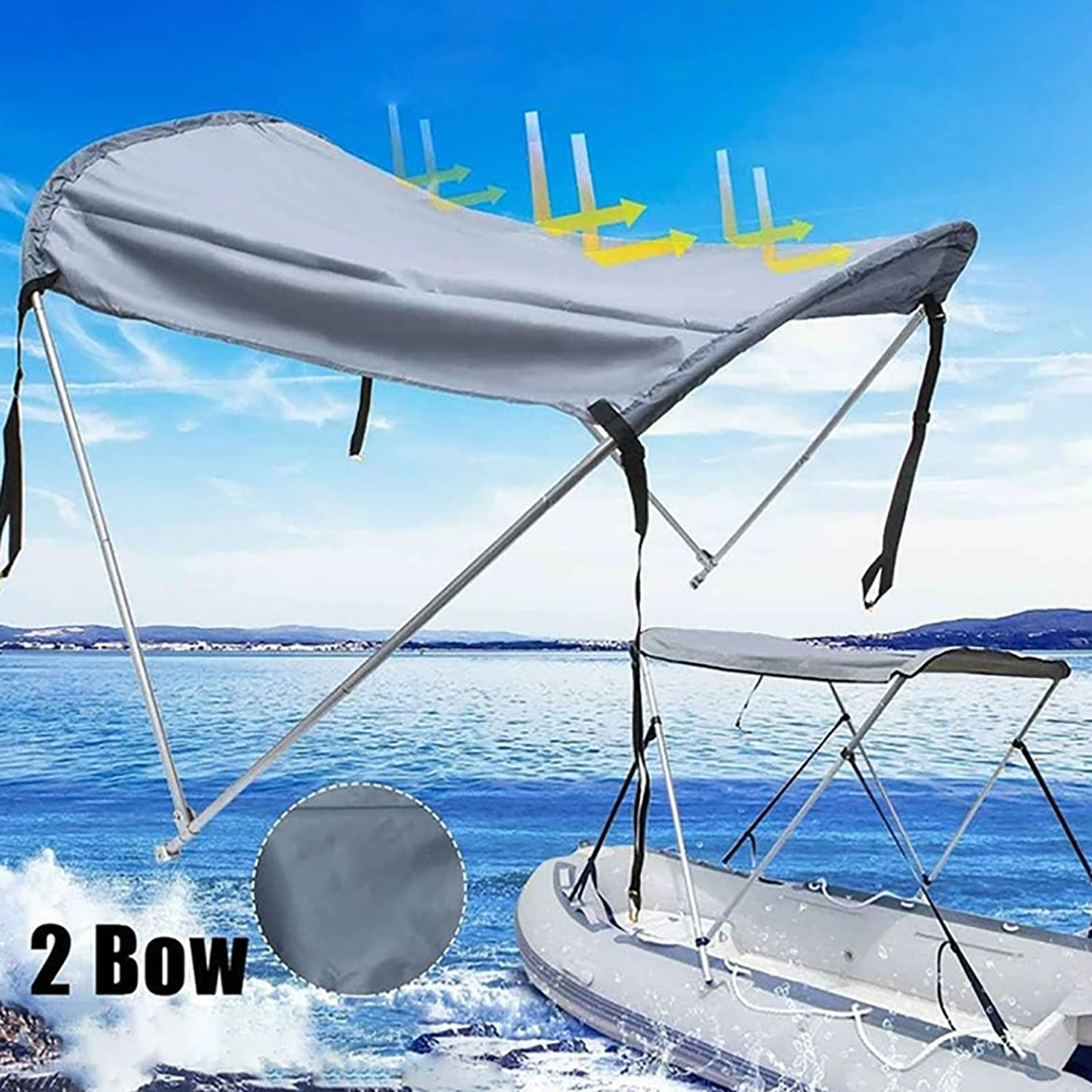 Tendalini Bimini per Barche, Copertura Barca con 2 Tendalini Parasole a Prua con Telaio in Alluminio, Dimensioni: 160 cm x 120 cm x 110 cm