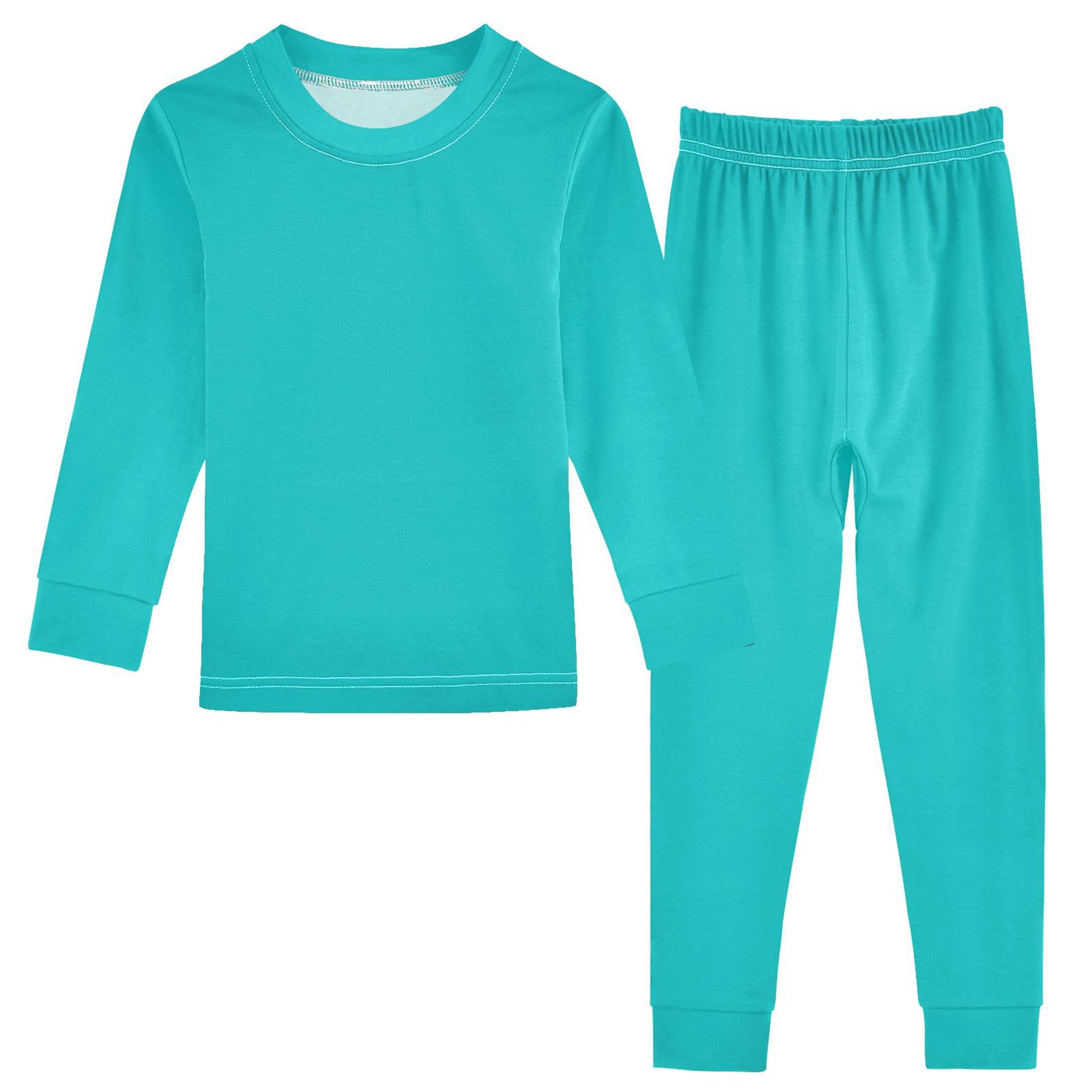 Dark Turquoise Long Sleeve Pajamas Set Sleepwear Jammies 2pcs Set Pjs Dark Turquoise