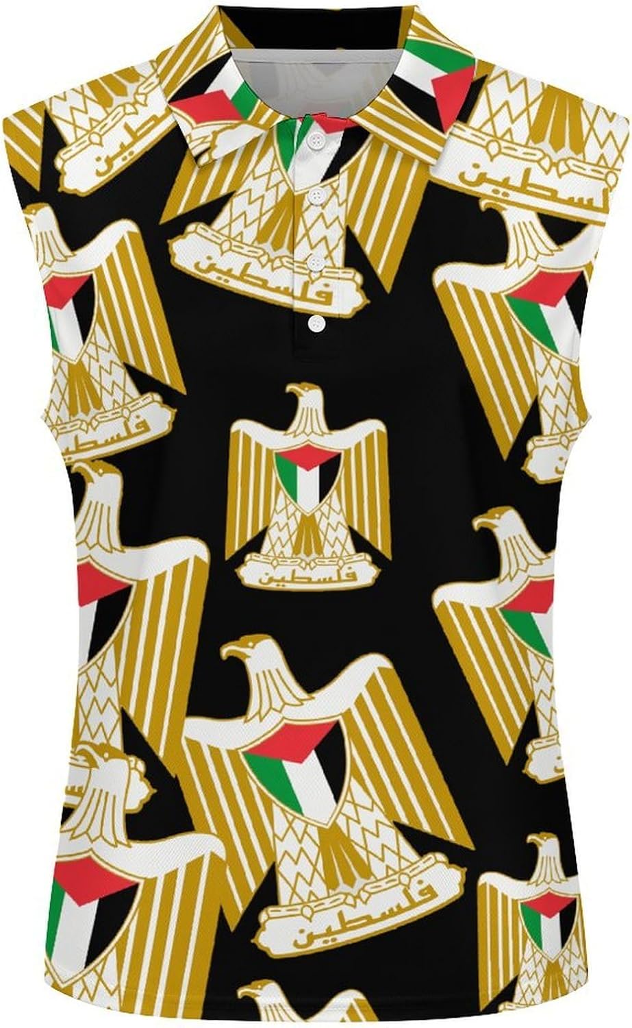 Coat of Arms of Palestine Women's Golf Shirt Sleeveless Polo Shirts Tank Tops Blouses Tennis T-Shirts Casual