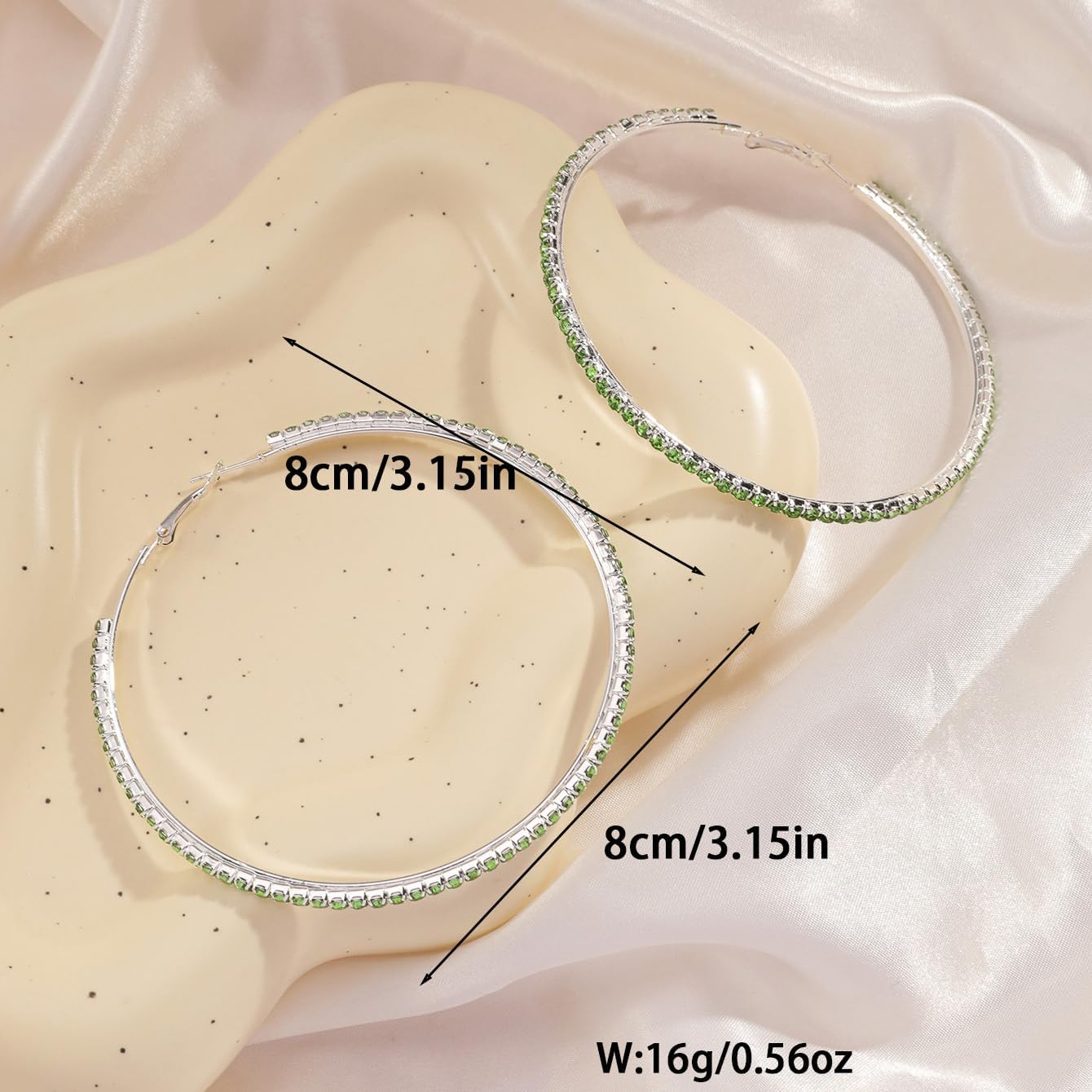 80mm Rhinestone Hoop Earrings for Women Sparkly Earrings Cubic Zirconia Circle Earring Exaggerated Prom Earring Large Rhinestones Round Hoop Earrings Silver Prom Jewelry for Party Wedding Birthday - Image 5