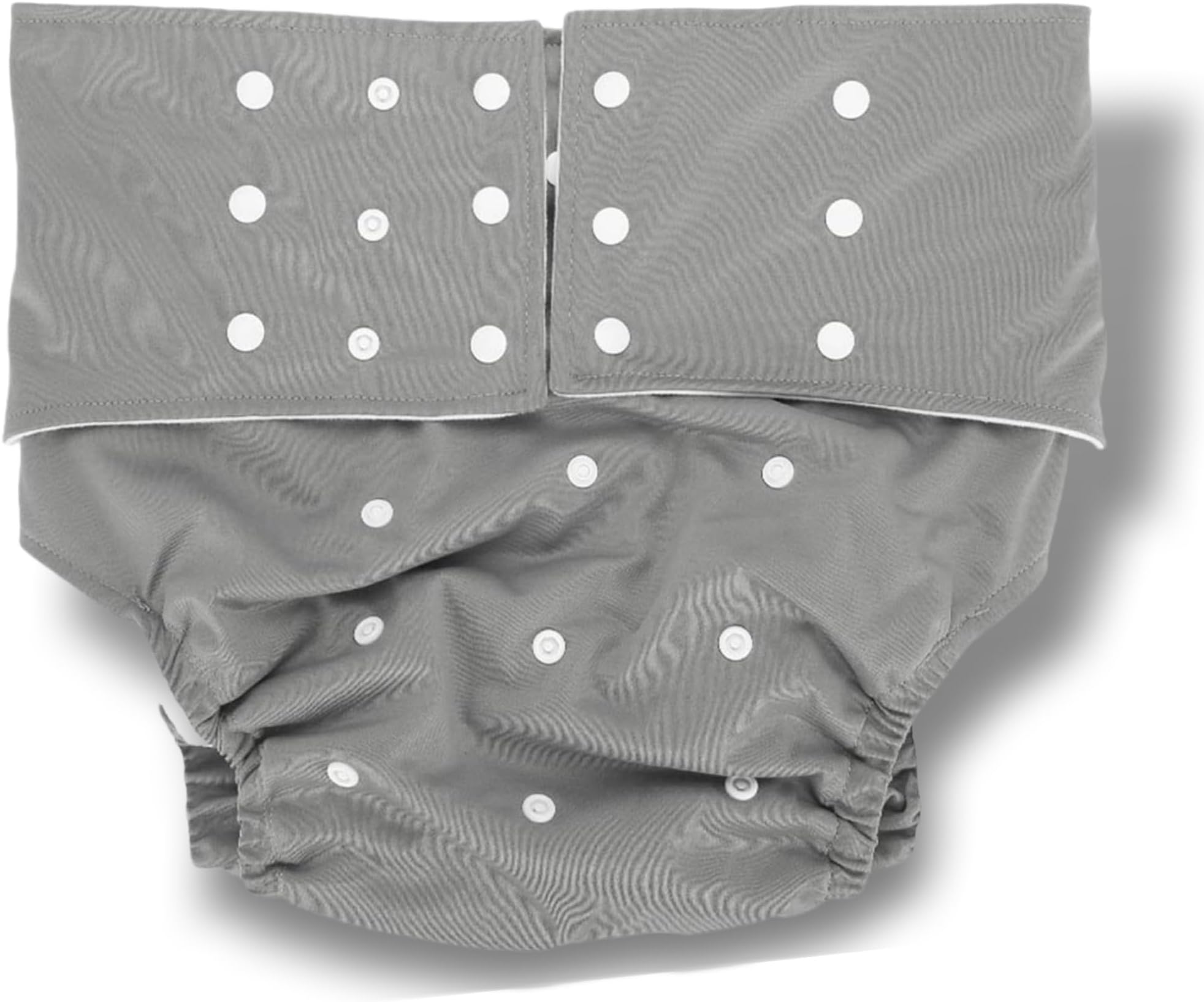 Reusable Adult Nappy, Breathable Leakfree Pocket Nappy Washable Cover Diaper Cloth for Incontinence Care with Adjustable 3 Rows of Snaps (Grey)