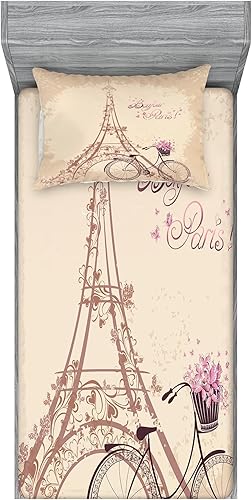 Miniatura 171 de Ambesonne Juego de sábanas bajeras y fundas de almohada, deliciosos tacos con verduras, cocina folclórica, ingredientes de recetas de comida Beige