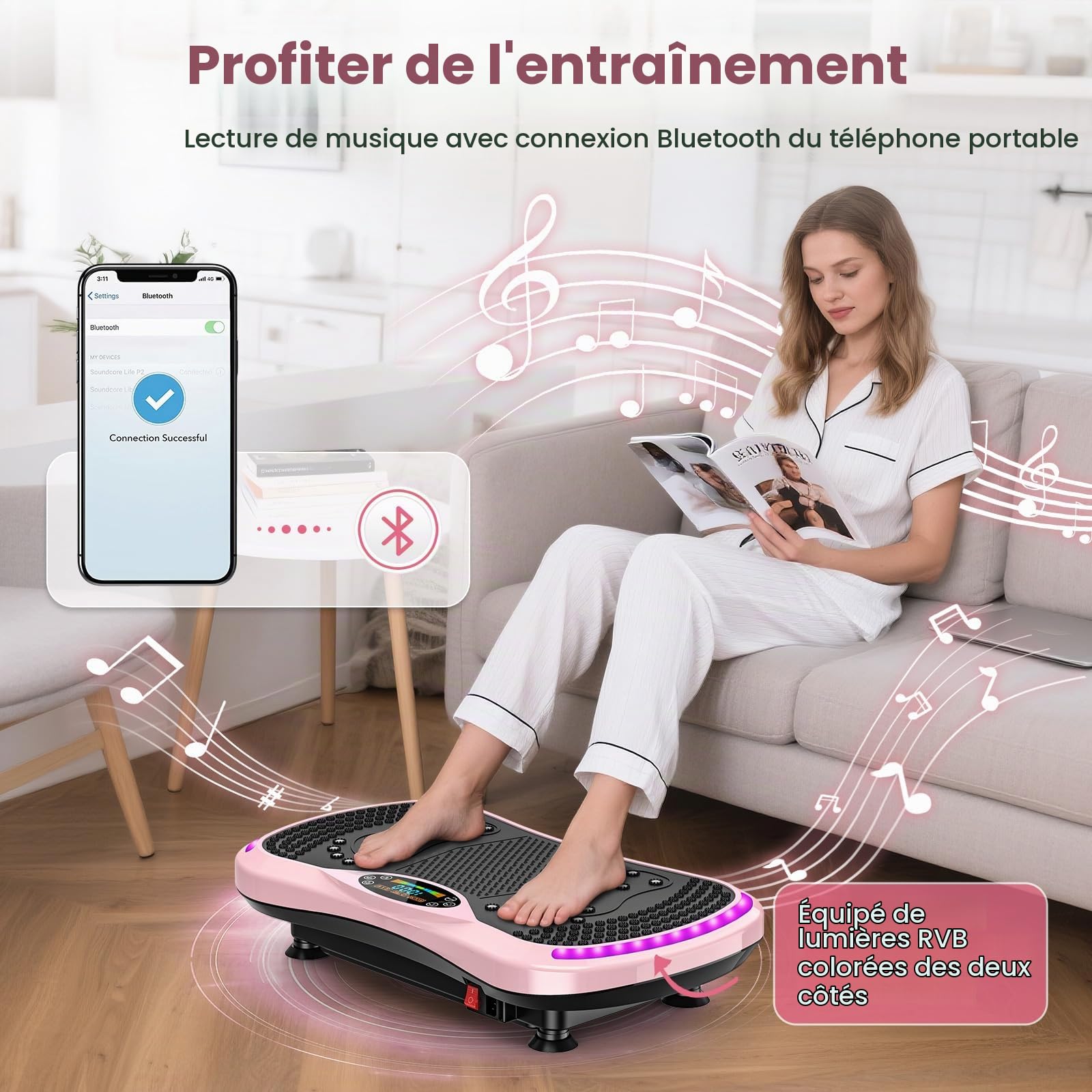 Plateforme Vibrante pour Drainage Lymphatique avec Télécommande