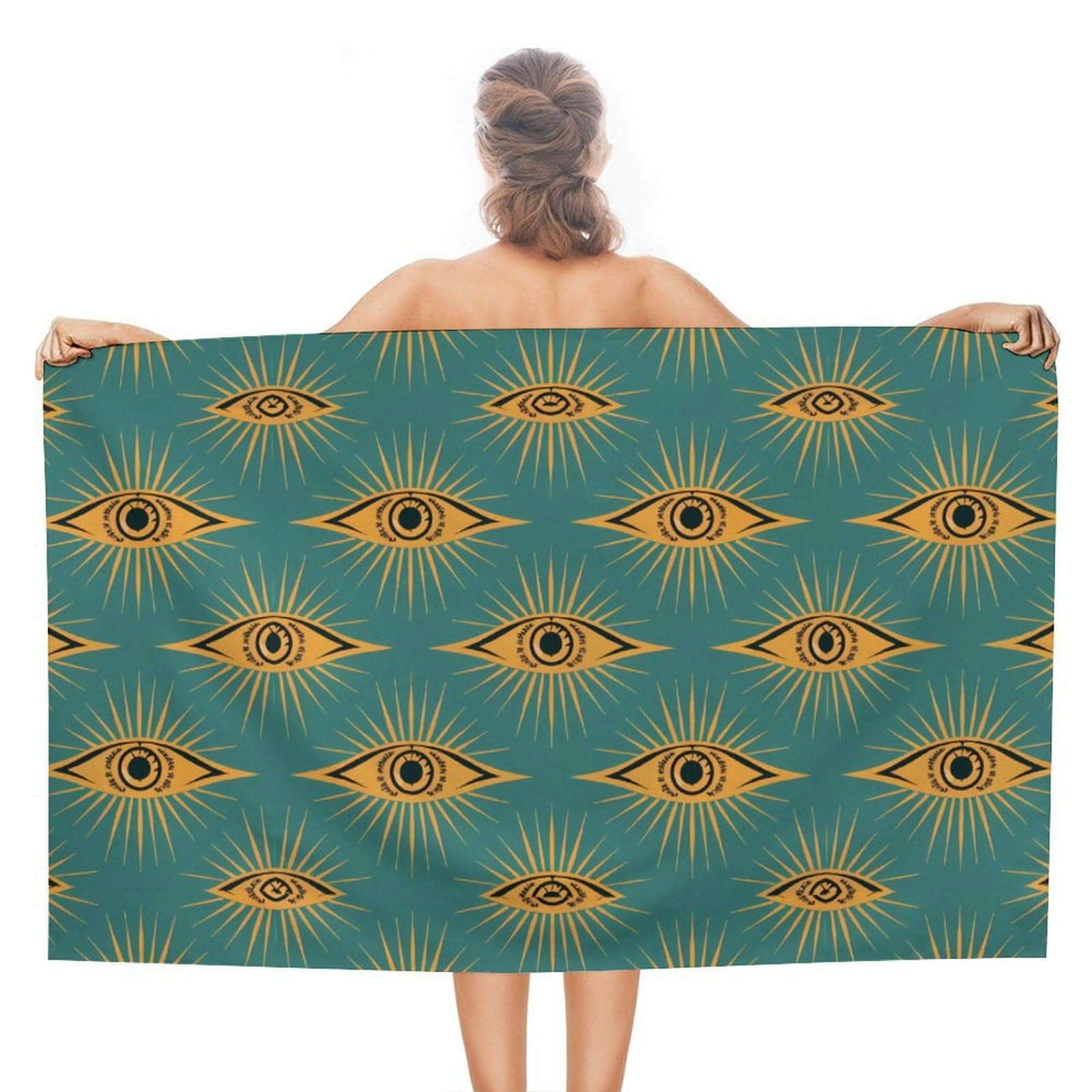 CGSBNGHA Green Evil Eye Moon Beach Towels Soft Bathroom Bath Pool Swim Towels for Women Men