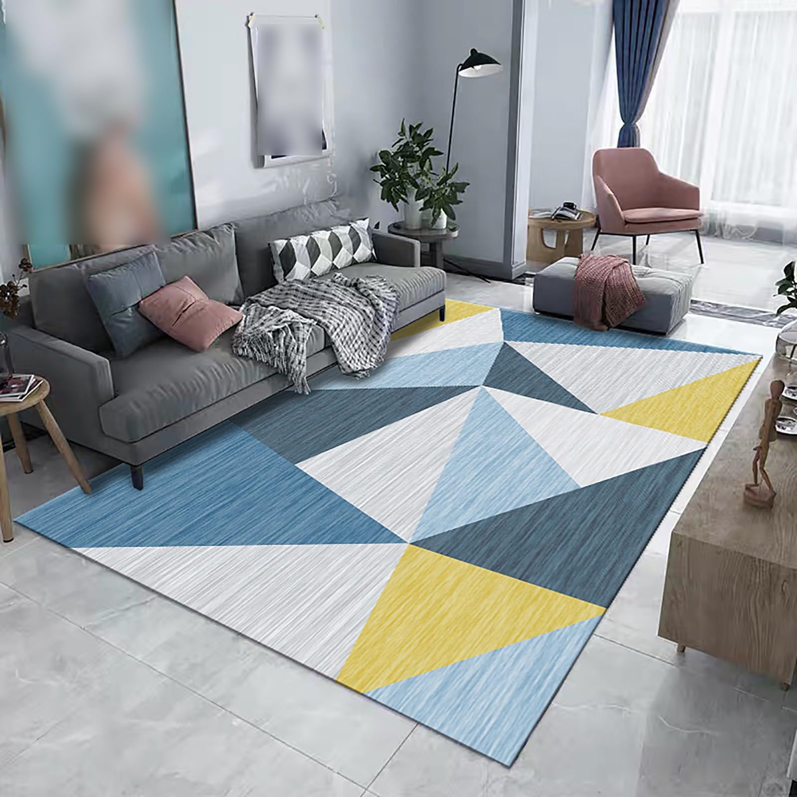 Tapis de luxe 3D à poils ras élégant pour un salon raffiné