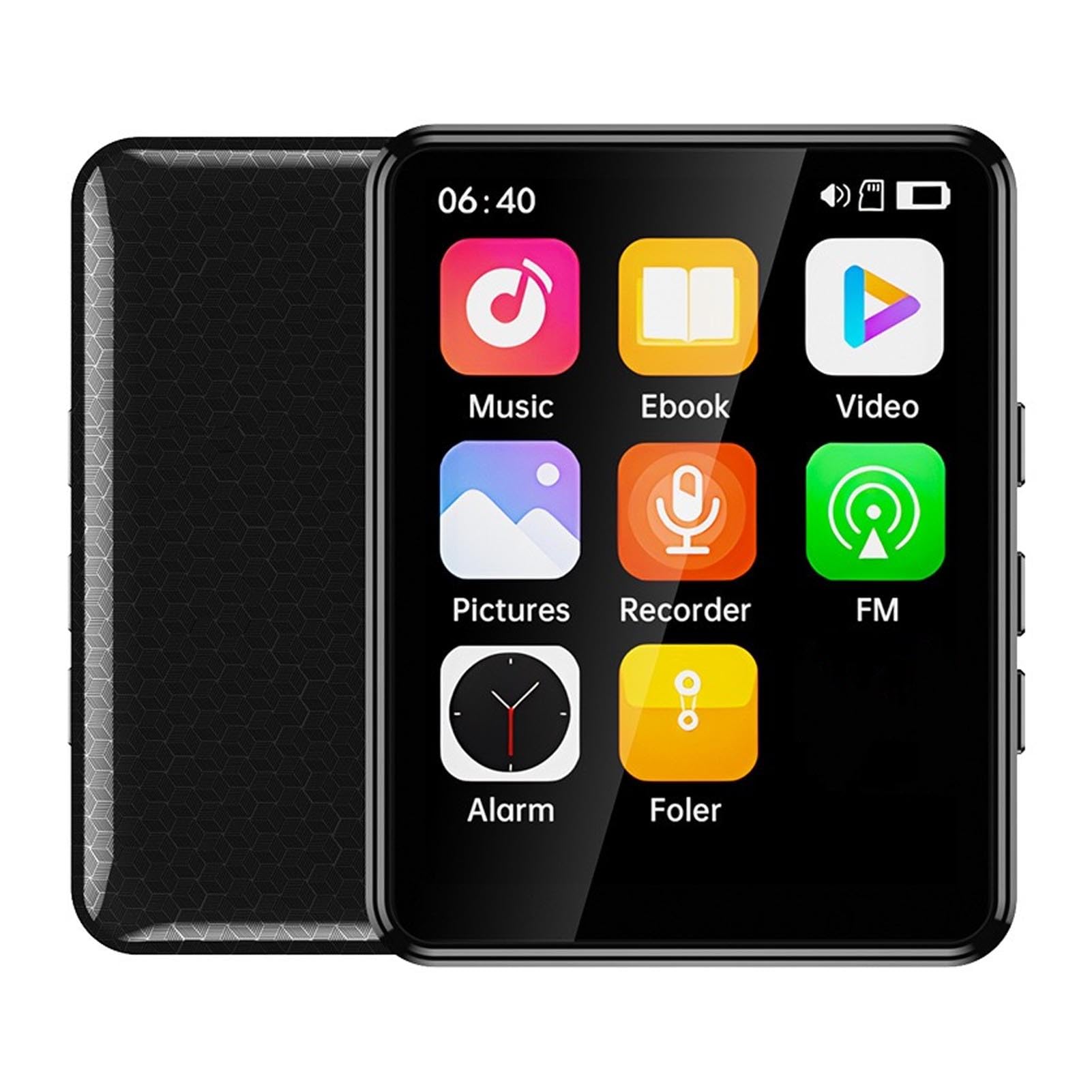 Lettore musicale touch screen Lettore multimediale 2 Touchscreen completo da 4 pollici Altoparlante integrato Lettore musicale digitale con lettore FM elettrico Libro