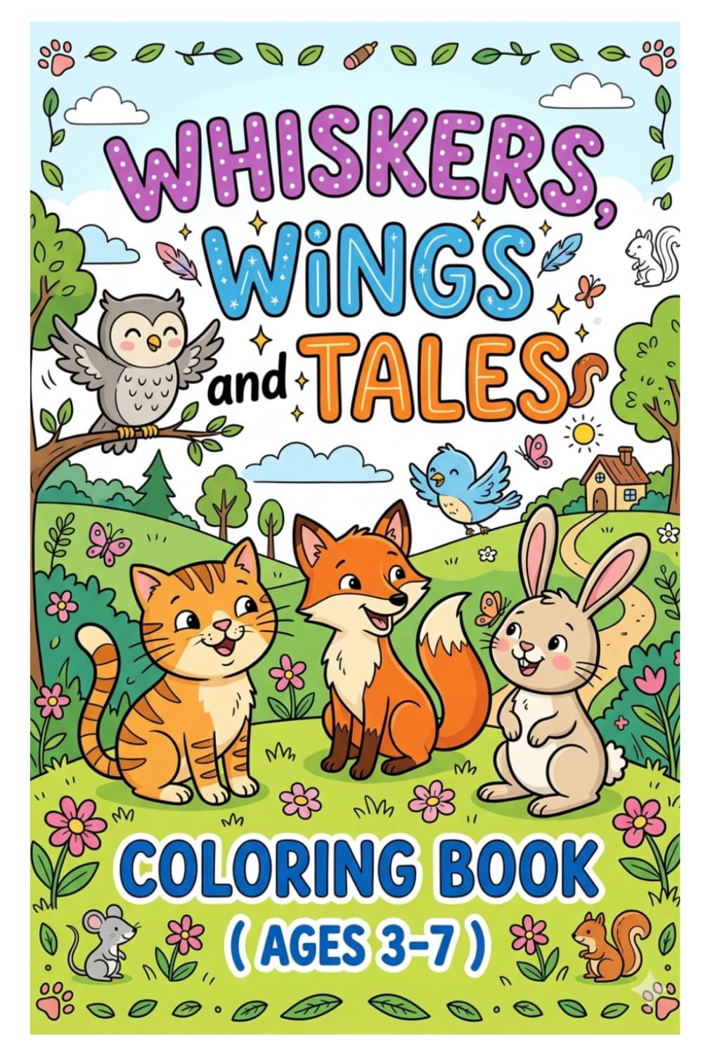 Whiskers, Wings and Tales- Coloring Book ( Ages 3-7 )
