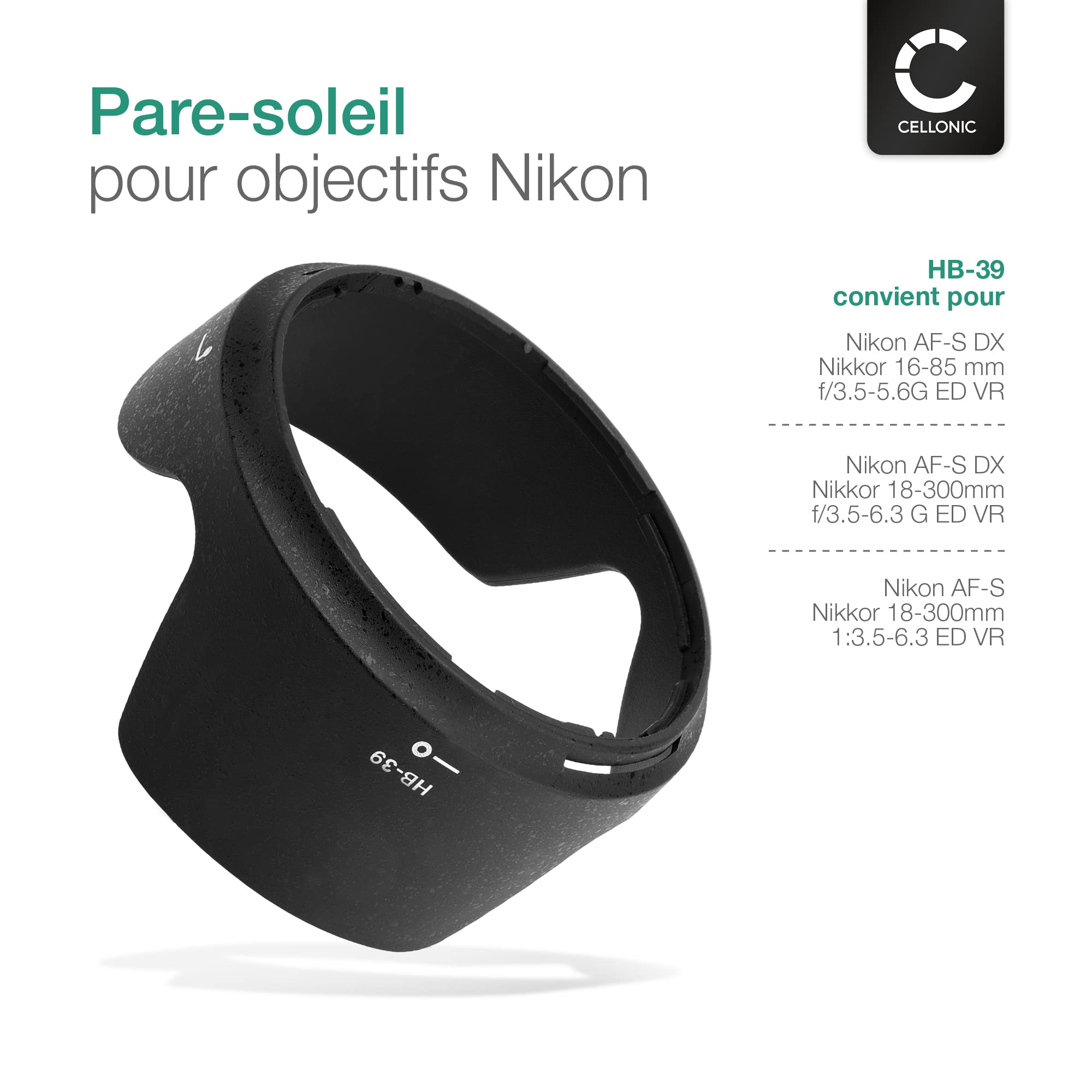 Pare-soleil CELLONIC HB-39 Pour Objectif Nikon 16-85mm - Protection Et Amélioration Des Couleurs/contrastes