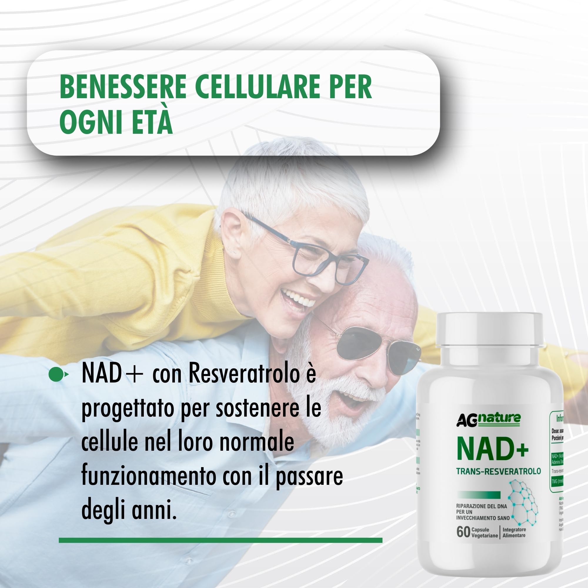 NAD Integratore Resveratrolo 1000mg Puro 60Cps - Complex Nad+ Anti-Età e Anti-Fatica con Niacina e Trimetilglicina