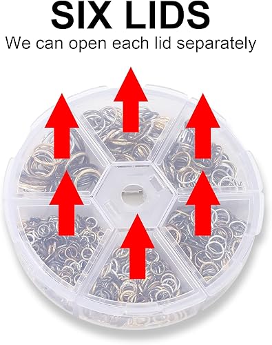 Miniatura 5 de Juego de 1000 conectores de anillo tórico de metal abiertos, anillos de salto para conectores de fabricación de joyas (0.157 in, 0.197 in, 0.236 in,